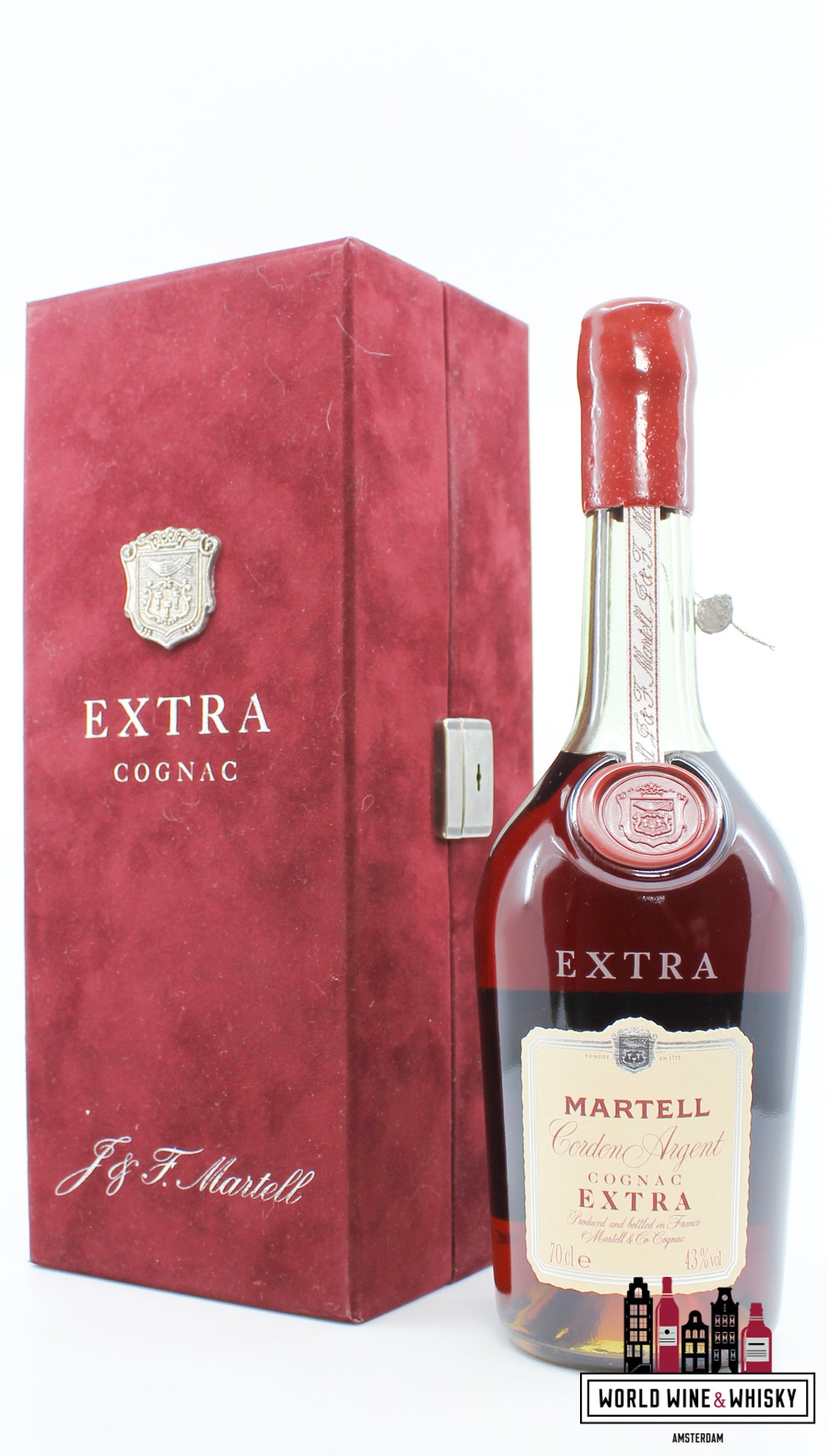 J & F Martell Cordon Argent Cognac Extra 43% (Bottled in the 80s