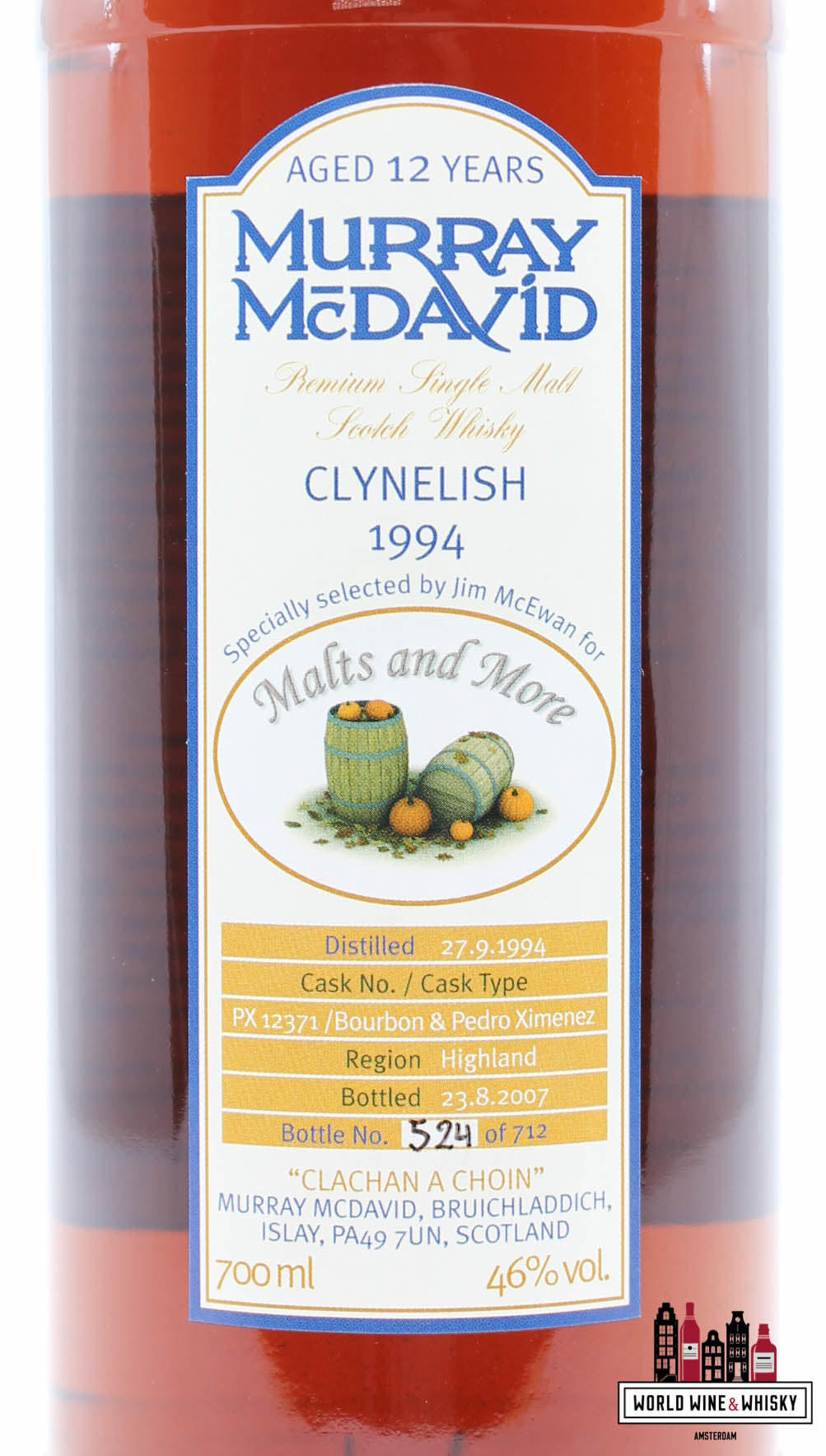 Clyneslish 12 Years Old 1994 2007 - Cask PX12371 - Malts and More - Murray McDavid 46% (1 of 712)