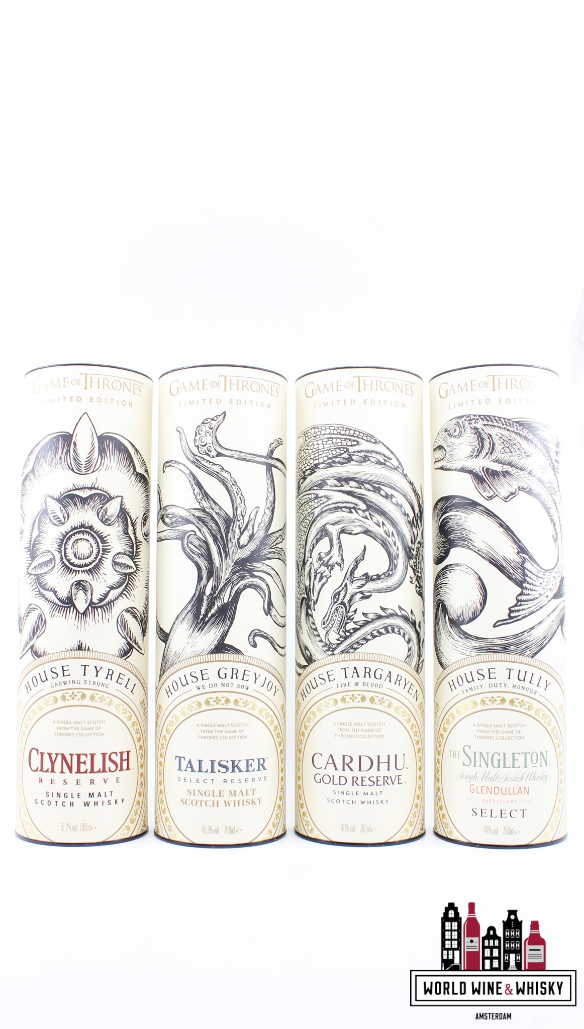 Full set Game of Thrones - Lagavulin, Clynelish, Talisker, Oban, Dalwhinnie, Singleton, Cardhu, Royal Lochnagar, Mortlach & Johnnie Walker (12 bottles)
