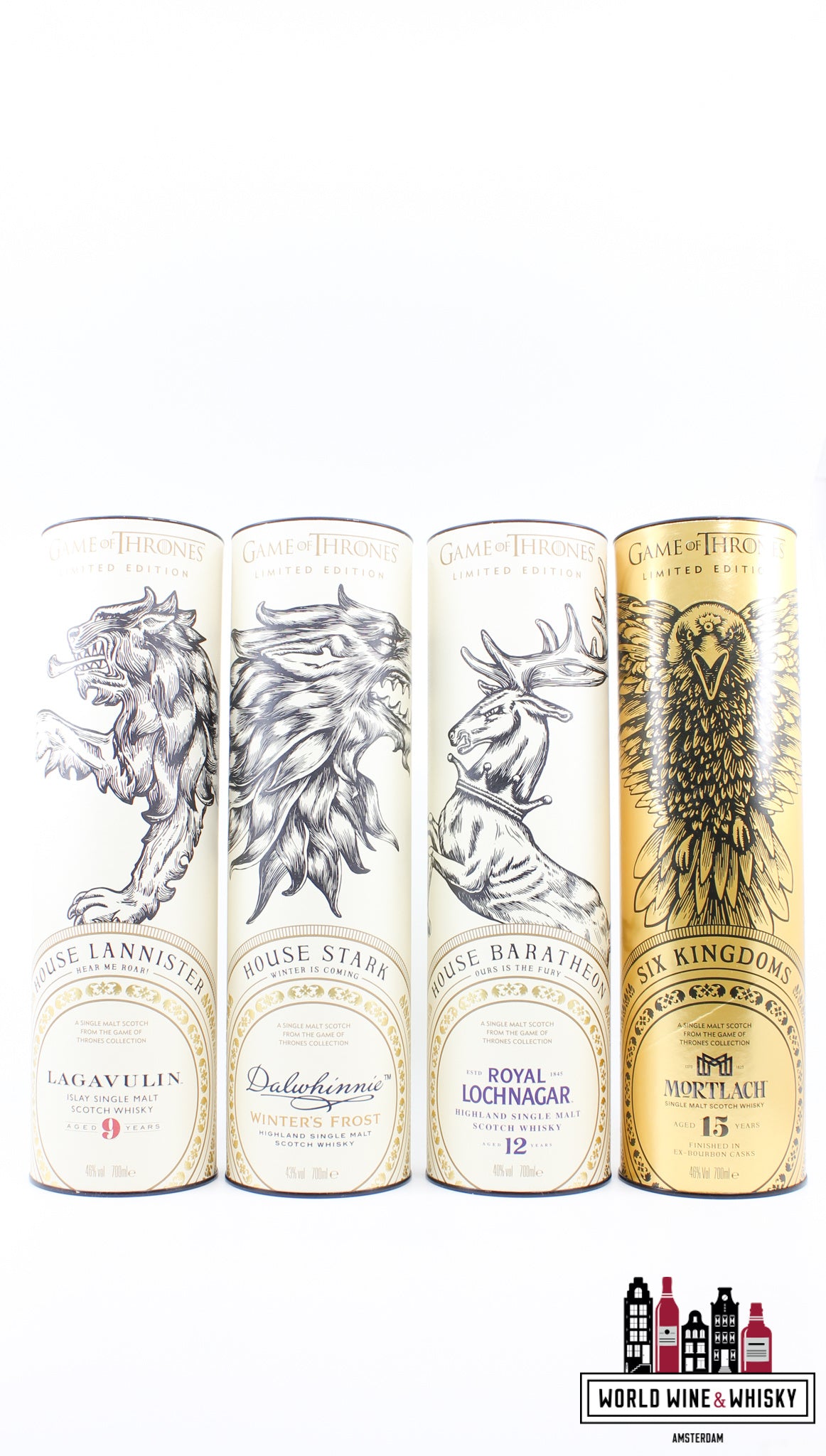 Full set Game of Thrones - Lagavulin, Clynelish, Talisker, Oban, Dalwhinnie, Singleton, Cardhu, Royal Lochnagar, Mortlach & Johnnie Walker (12 bottles)