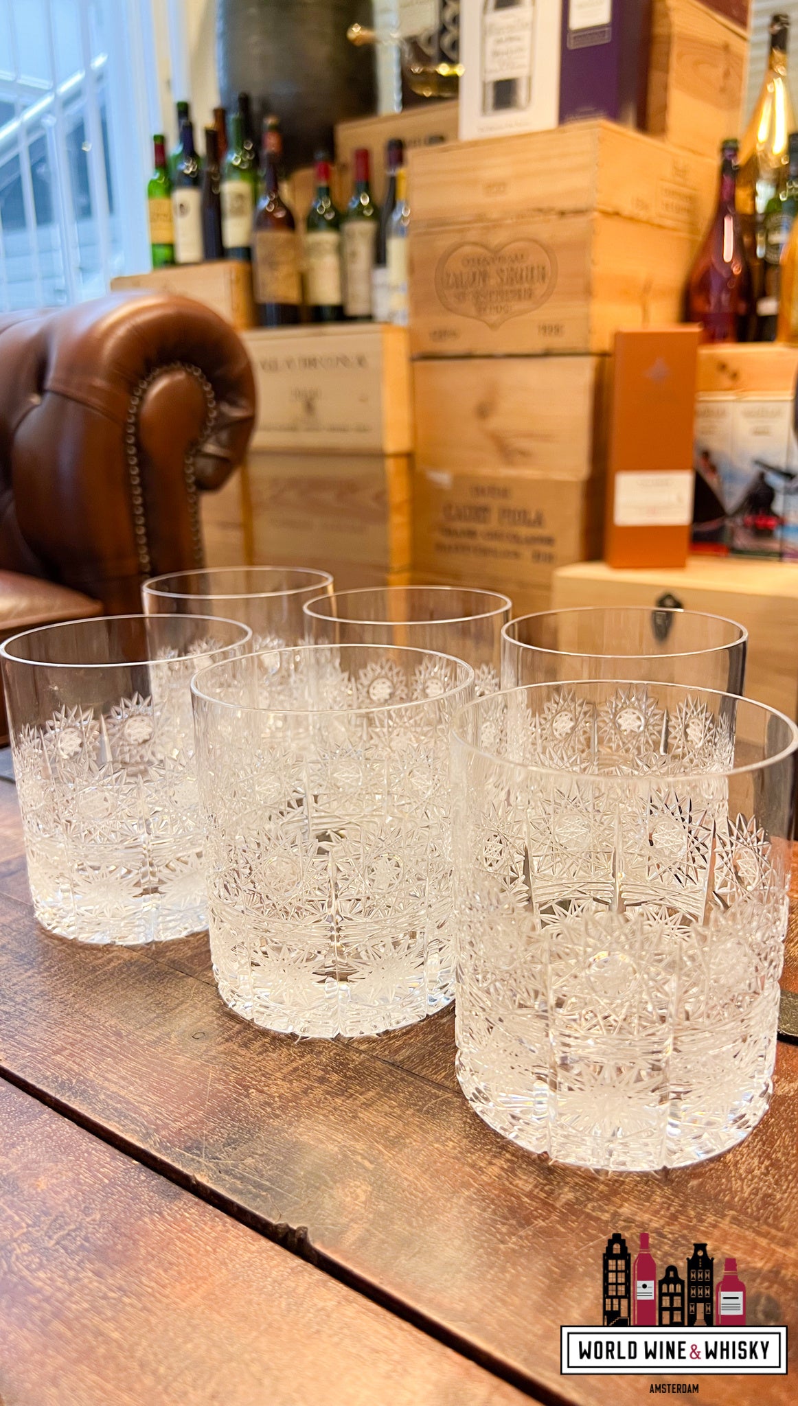 Luxury Crystal whisky and whiskey glasses - set of 6 glasses (Handmade and hand cut)