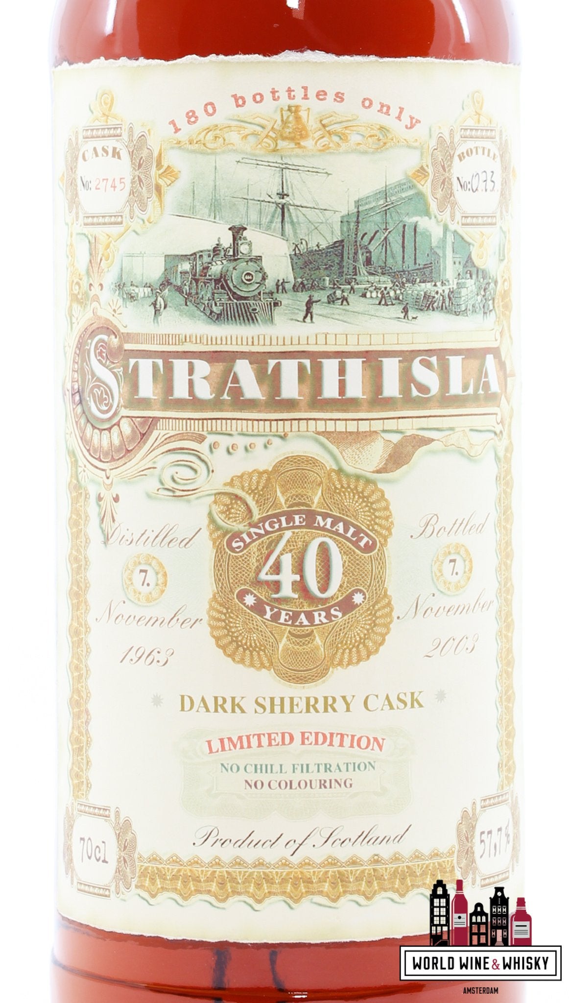 Strathisla 40 Years Old 1963 2003 - Old Train Line - Jack Wiebers Whisky World - Cask 2745 57.7% (1 of 180)