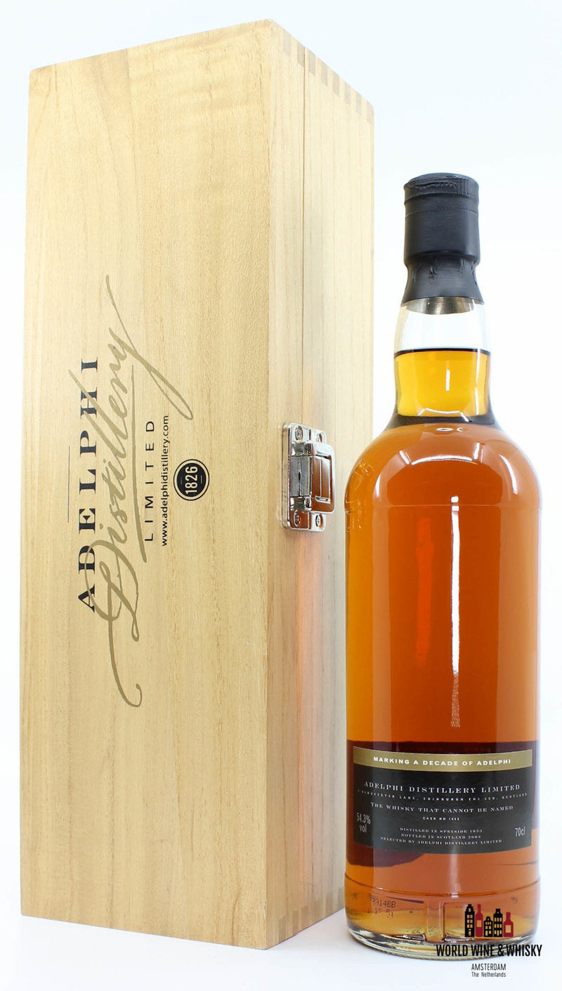 Adelphi 50 Years Old 1953 2003 The whisky that cannot be named - Cask 1668 54.3% - WORLD WINE WHISKY 