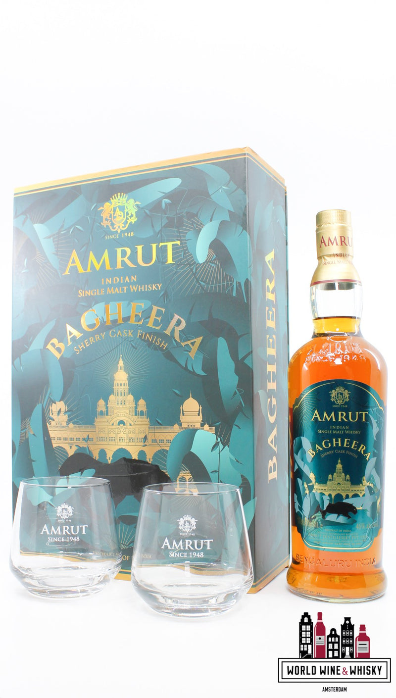 Amrut 2020 - Bagheera - Sherry Cask Finish - Batch No. 1 46% (giftset incl. two glasses) - WORLD WINE WHISKY 