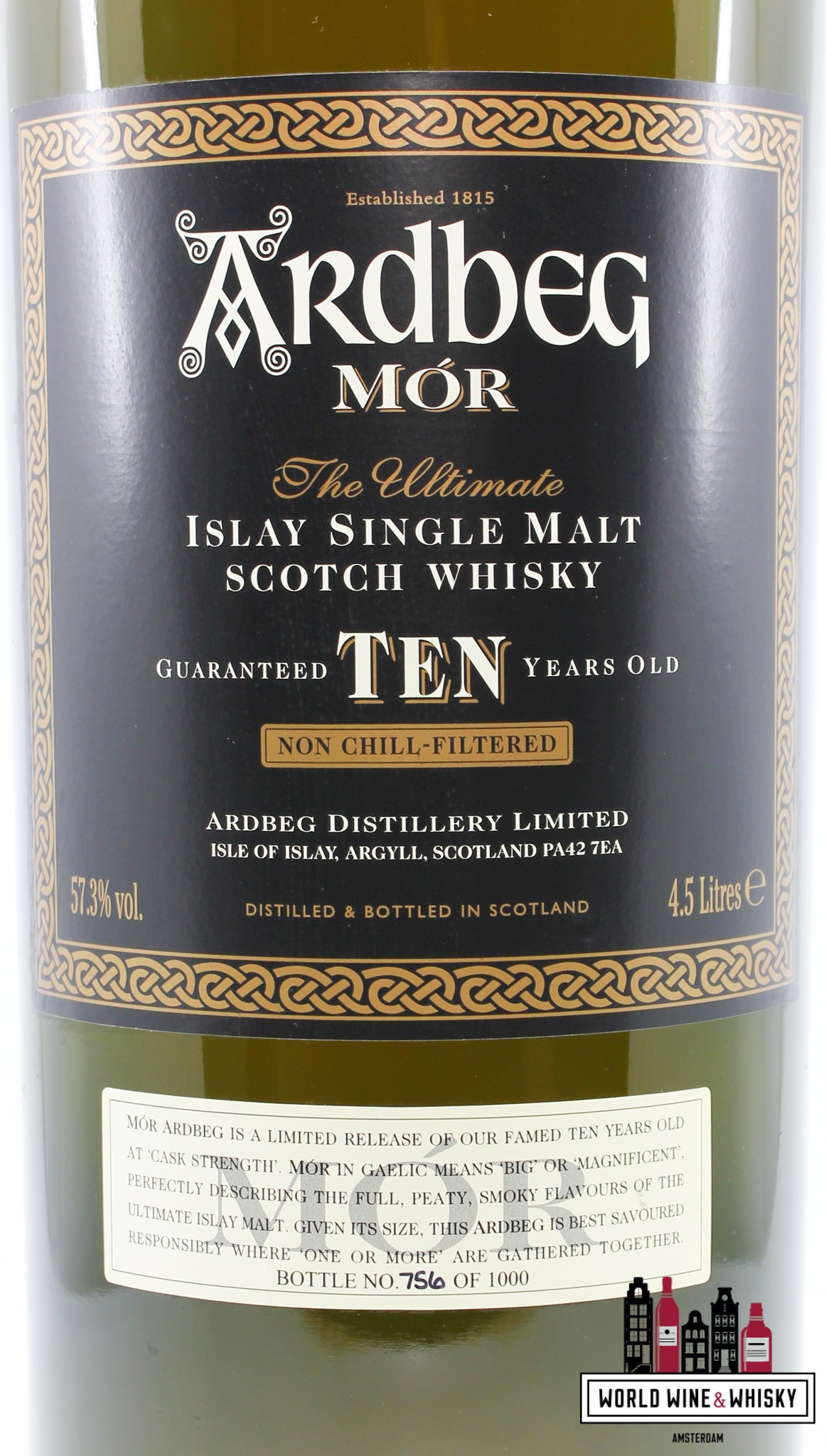 Ardbeg 10 Years Old 1997 2007 - Mór - TEN - 4500 ml / 4.5 liter 57.3% (1 of 1000) - WORLD WINE WHISKY 