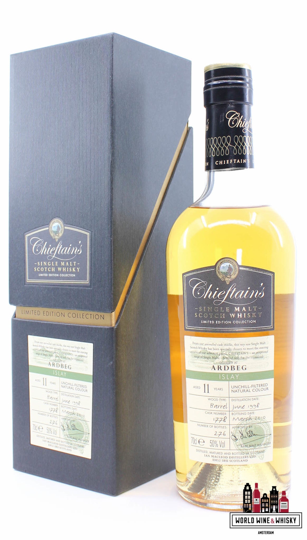 Ardbeg 11 Years Old 1998 2010 - Cask 1778 - Chieftain's Choice - Ian Macleod 50% (1 of 276) - WORLD WINE WHISKY 