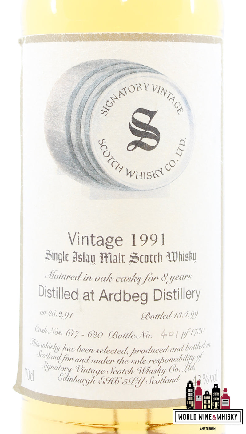 Ardbeg 8 Years Old 1991 1999 - Cask 617 & 620 - Signatory Vintage 43% (1 of 1730) - WORLD WINE WHISKY 