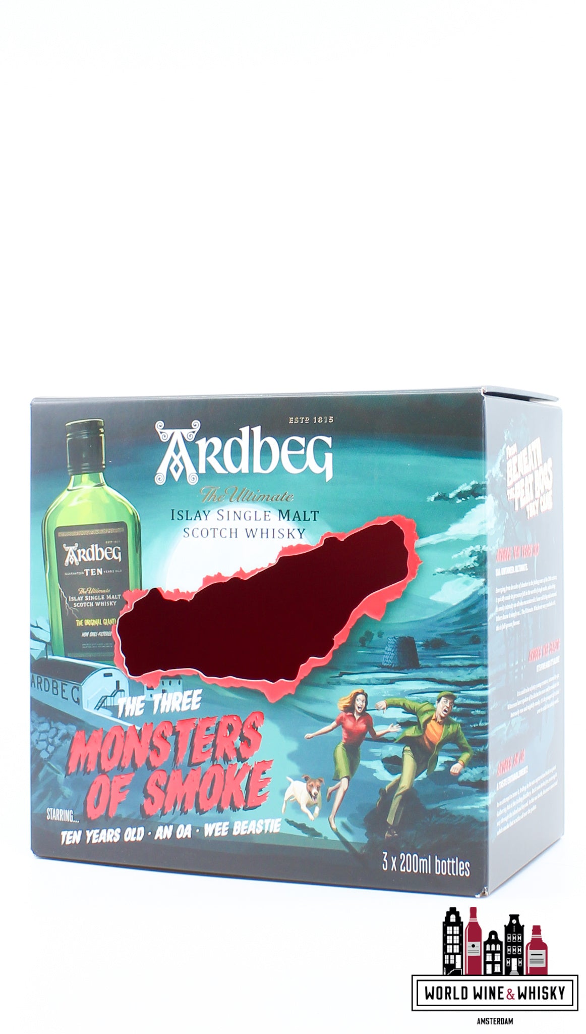 Ardbeg - The Three Monsters of Smoke - 10 YO, An OA & Wee Beastie - 3 x 200ml Giftpack / Giftbox - WORLD WINE WHISKY 