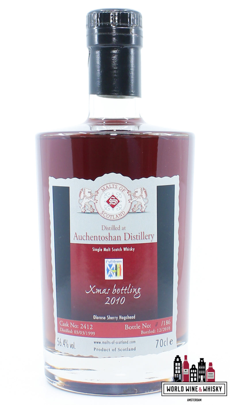 Auchentoshan 1999 2010 - Cask 2412 - Malts of Scotland - Fulldram Xmas bottling 56.4% (1 of 186) - WORLD WINE WHISKY 