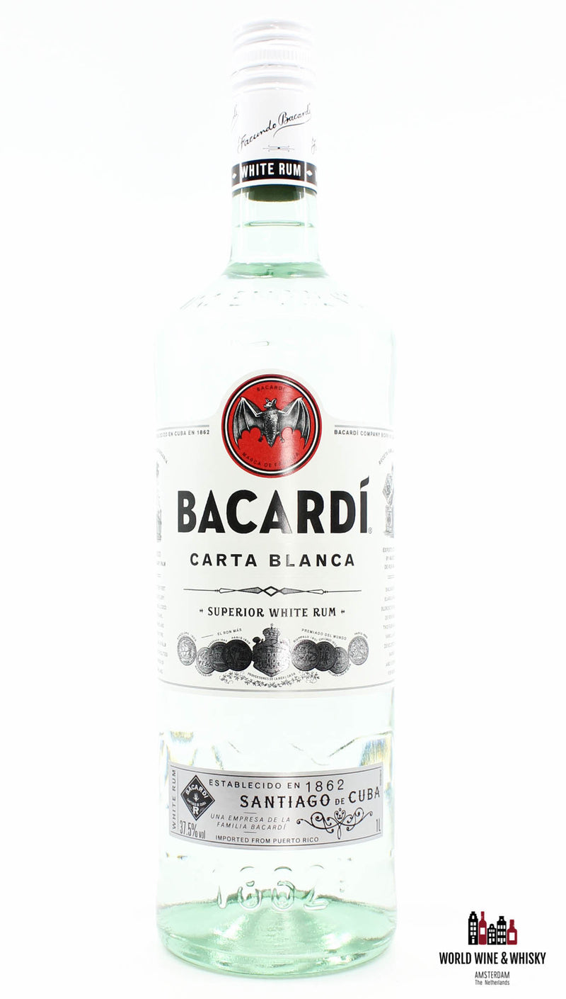 Bacardi Carta Blanca - Superior White Rum 37,5% 1L (1000 ml) - WORLD WINE WHISKY 