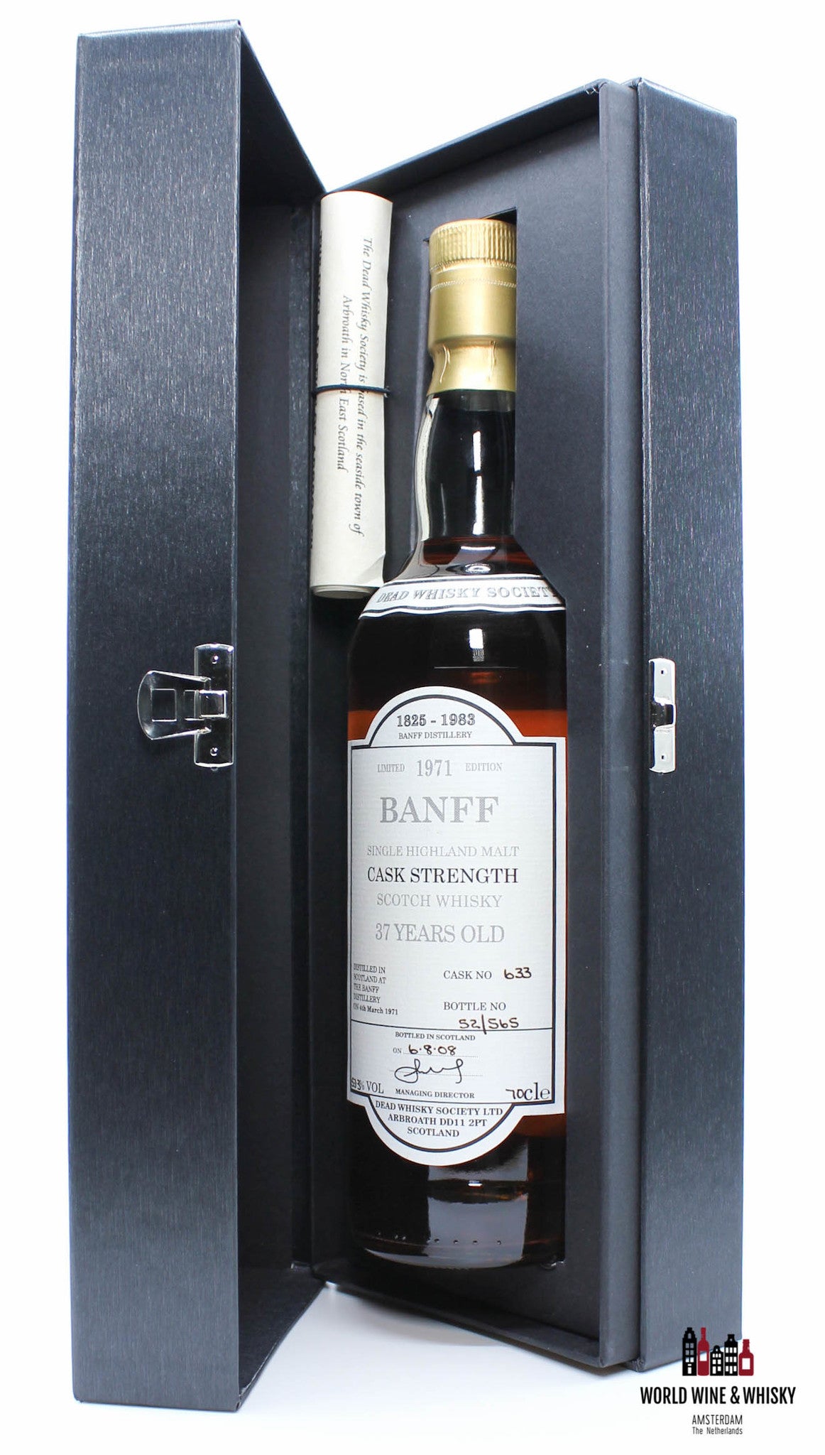 Banff 37 Years Old 1971 2008 - Cask 633 - Dead Whisky Society 53.3% (Closed Distillery) - WORLD WINE WHISKY 