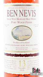 Ben Nevis 13 Years Old 1990 2004 - Port Wood Finish 61.6% (1 of 800) - WORLD WINE WHISKY 