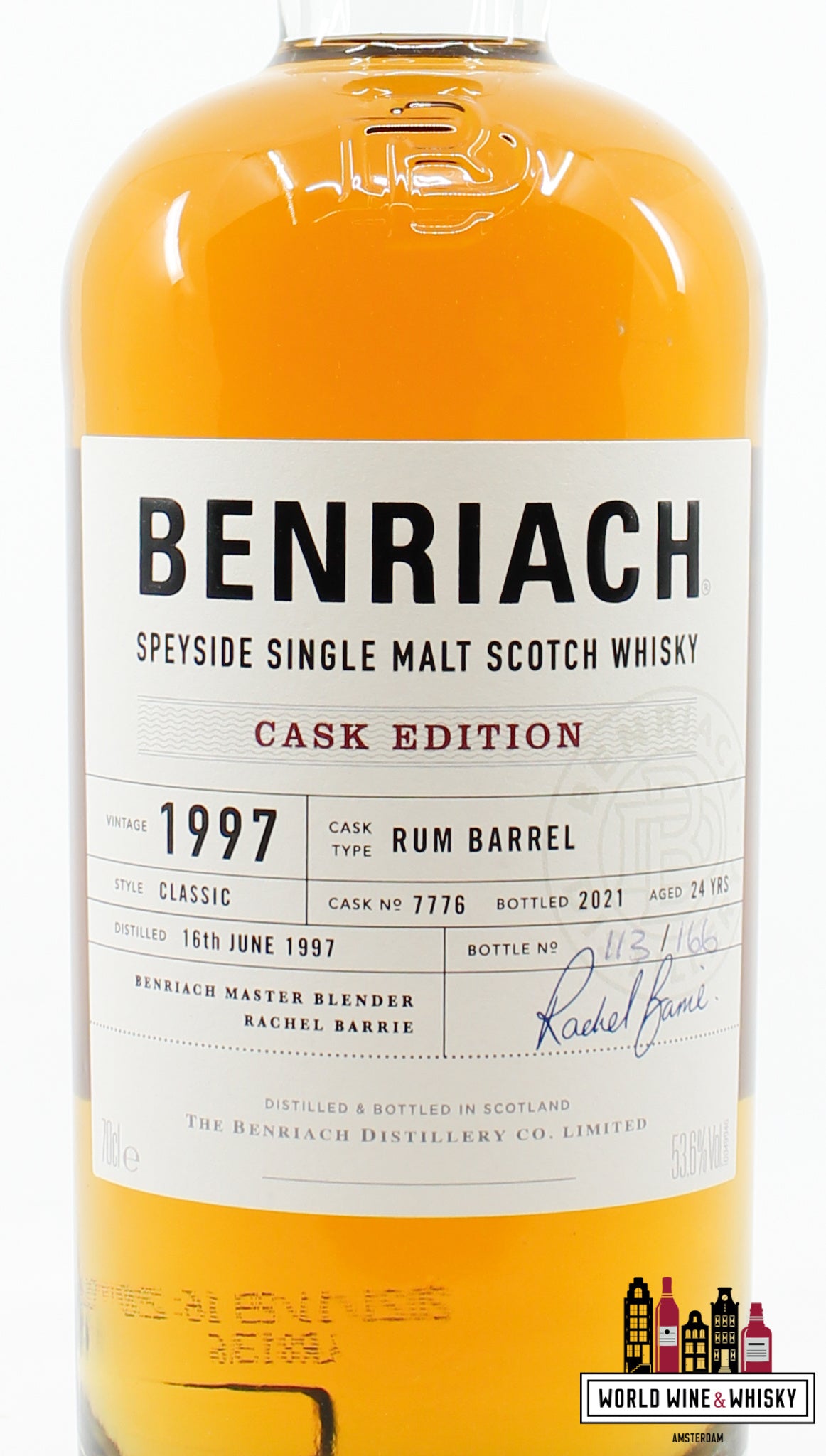 BenRiach 24 Years Old 1997 2021 - Cask Edition - Cask 7776 - Rum Barrel 53.6% (1 of 166) - WORLD WINE WHISKY 
