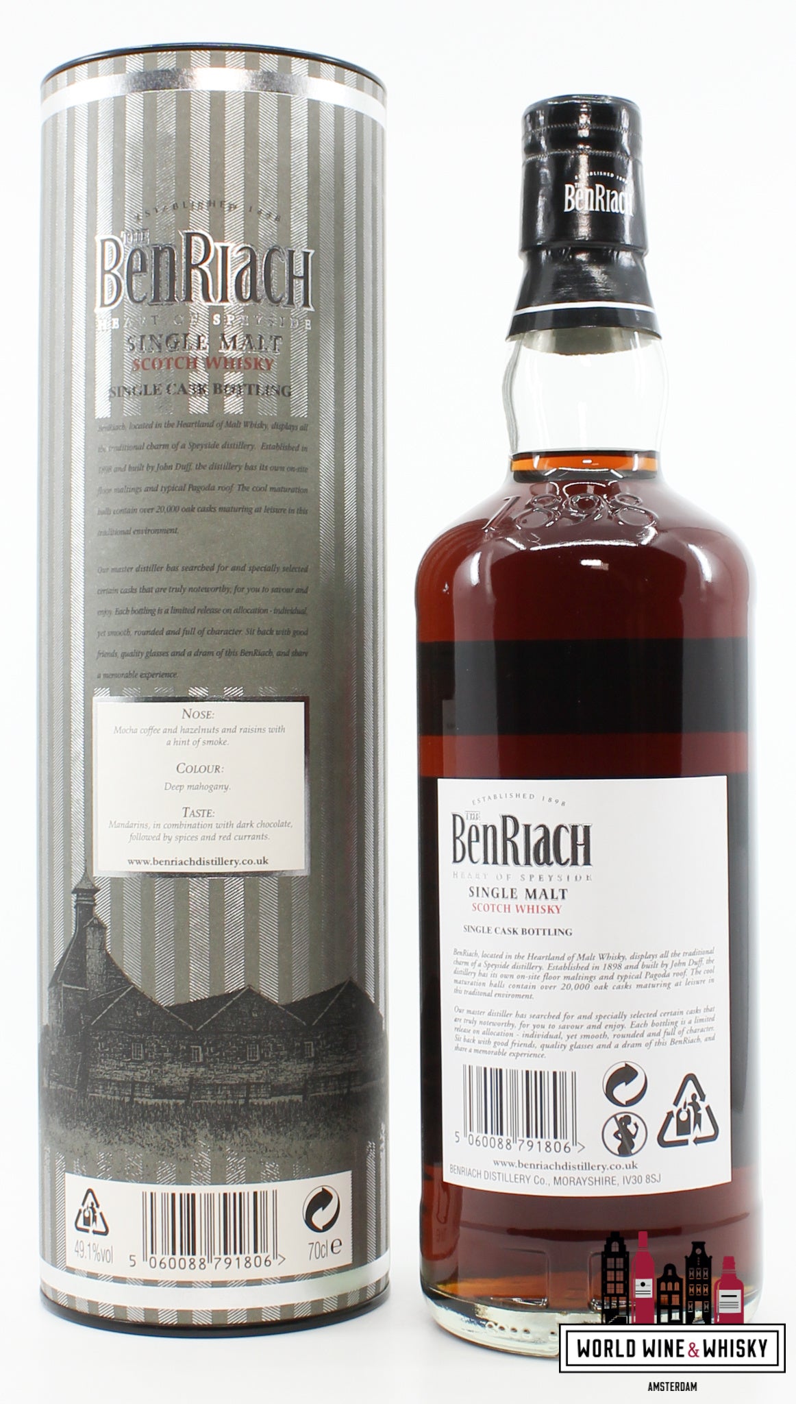 BenRiach 38 Years Old 1970 2009 - Cask 1035 - Single Cask Bottling 49.1% (1 of 250) - WORLD WINE WHISKY 