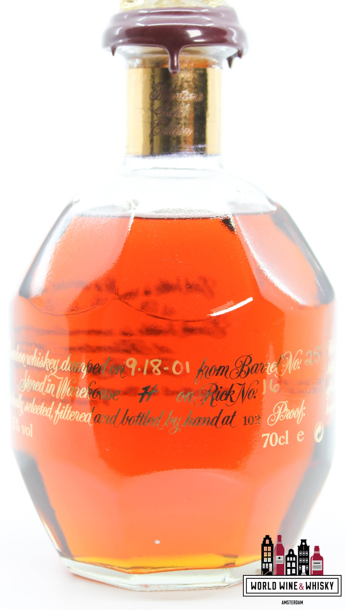 Blanton's 2001 Gold Edition - Barrel 25 - Kentucky Single Barrel Straight Bourbon Whiskey 51.5% (103 Proof) - WORLD WINE WHISKY 