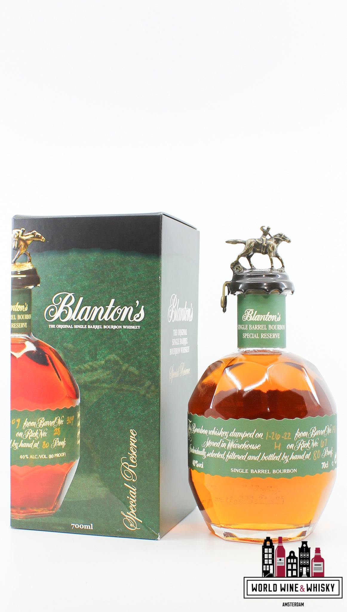Blanton's 2022 - Single Barrel Bourbon - Special Reserve - Barrel 141 40% (green label) - WORLD WINE WHISKY 
