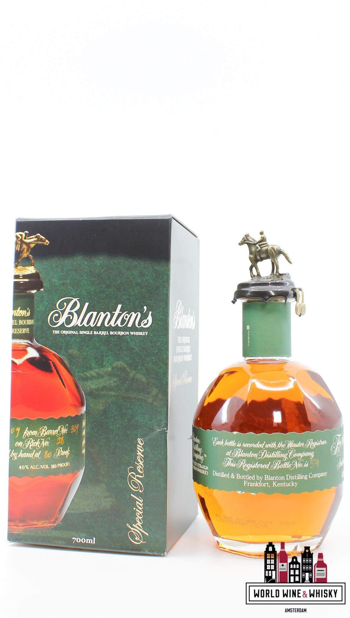 Blanton's 2022 - Single Barrel Bourbon - Special Reserve - Barrel 141 40% (green label) - damaged label - WORLD WINE WHISKY 
