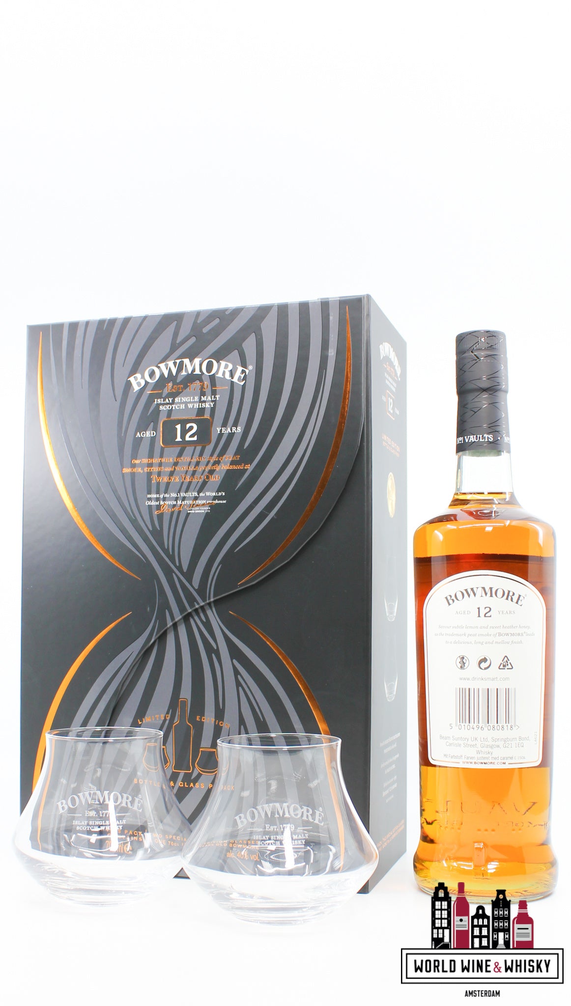 Bowmore 12 Years Old, Giftpack / Giftbox incl. two special glasses