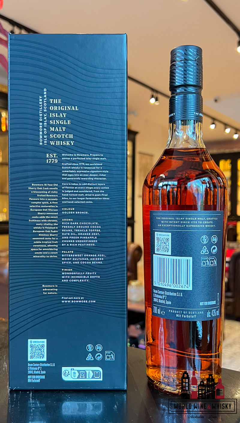 Bowmore 18 Years Old 2024 - Sherry Oak Cask 43% - WORLD WINE WHISKY 