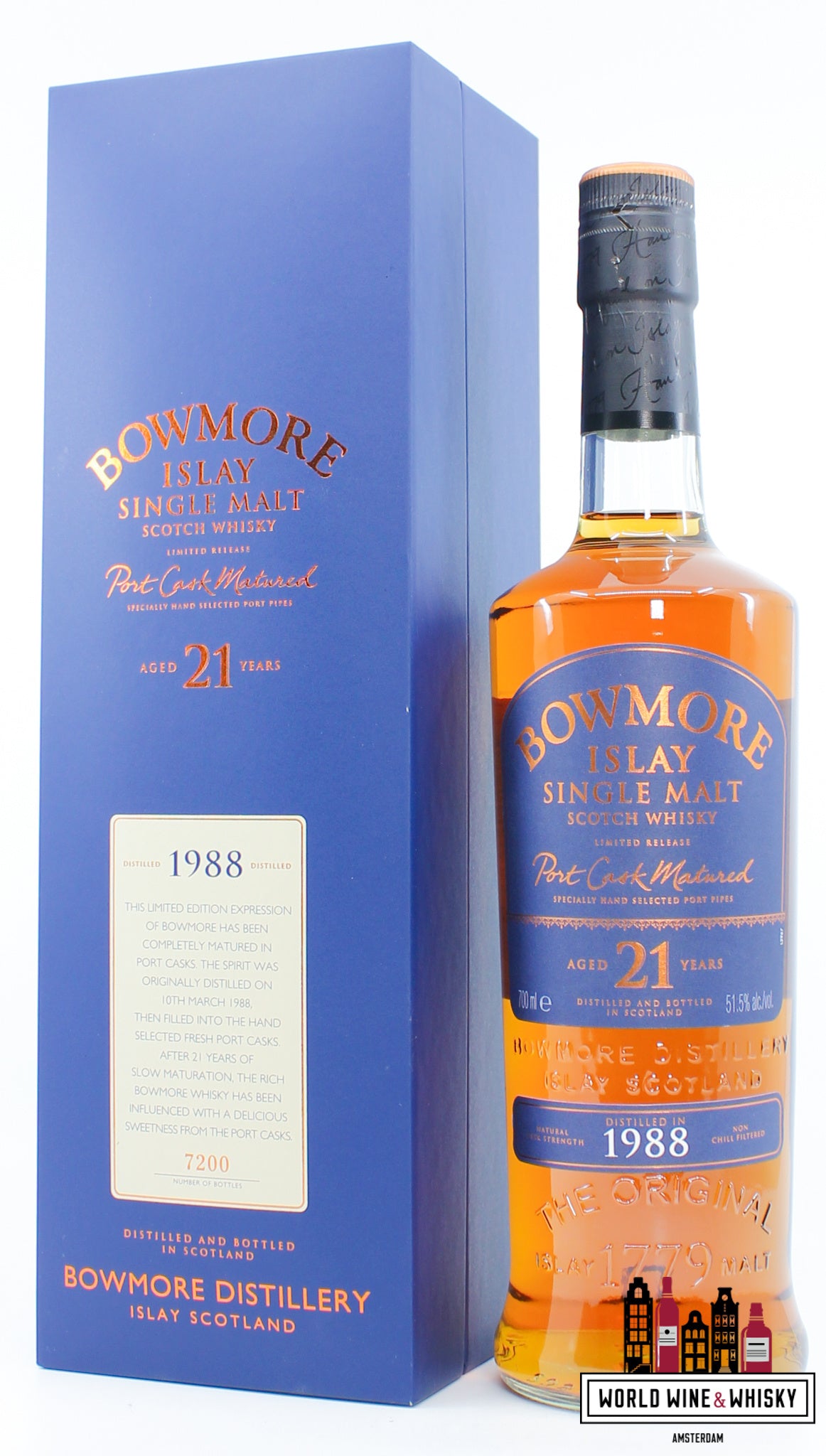 Bowmore 21 Years Old 1988 2009 - Port Cask Matured - Limited Release 51.5% (1 of 7200) - WORLD WINE WHISKY 