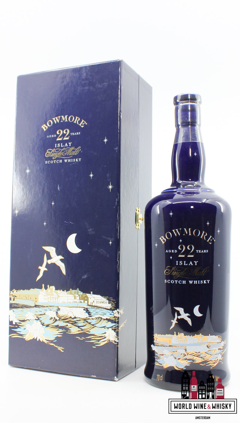 Bowmore 22 Years Old - Moonlight 43% (Blue Ceramic - Seagulls) - WORLD WINE WHISKY 
