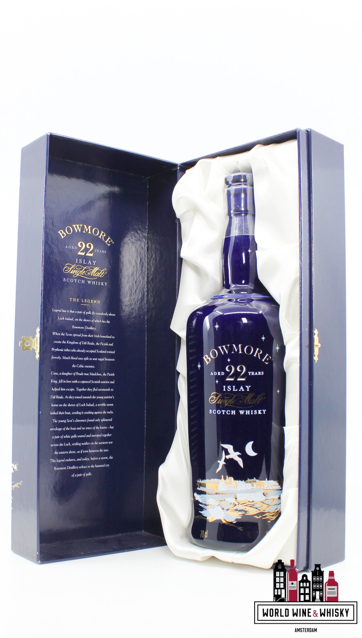 Bowmore 22 Years Old - Moonlight 43% (Blue Ceramic - Seagulls) - WORLD WINE WHISKY 