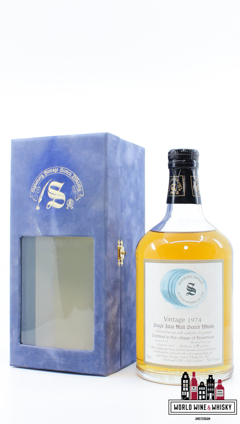 Bowmore 25 Years Old 1974 1999 - Vintage Collection - Signatory Vintage - Cask 2112 50.1% (1 of 205) - WORLD WINE WHISKY 