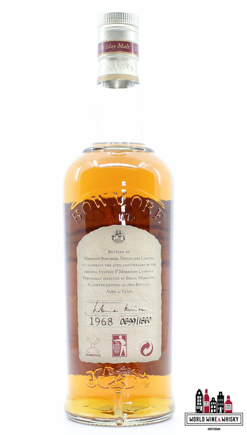 Bowmore 32 Years Old 1968 2000 - 50th Anniversary of the Original Stanley P. Morrison Company 45.5% (1 of 1860) - WORLD WINE WHISKY 