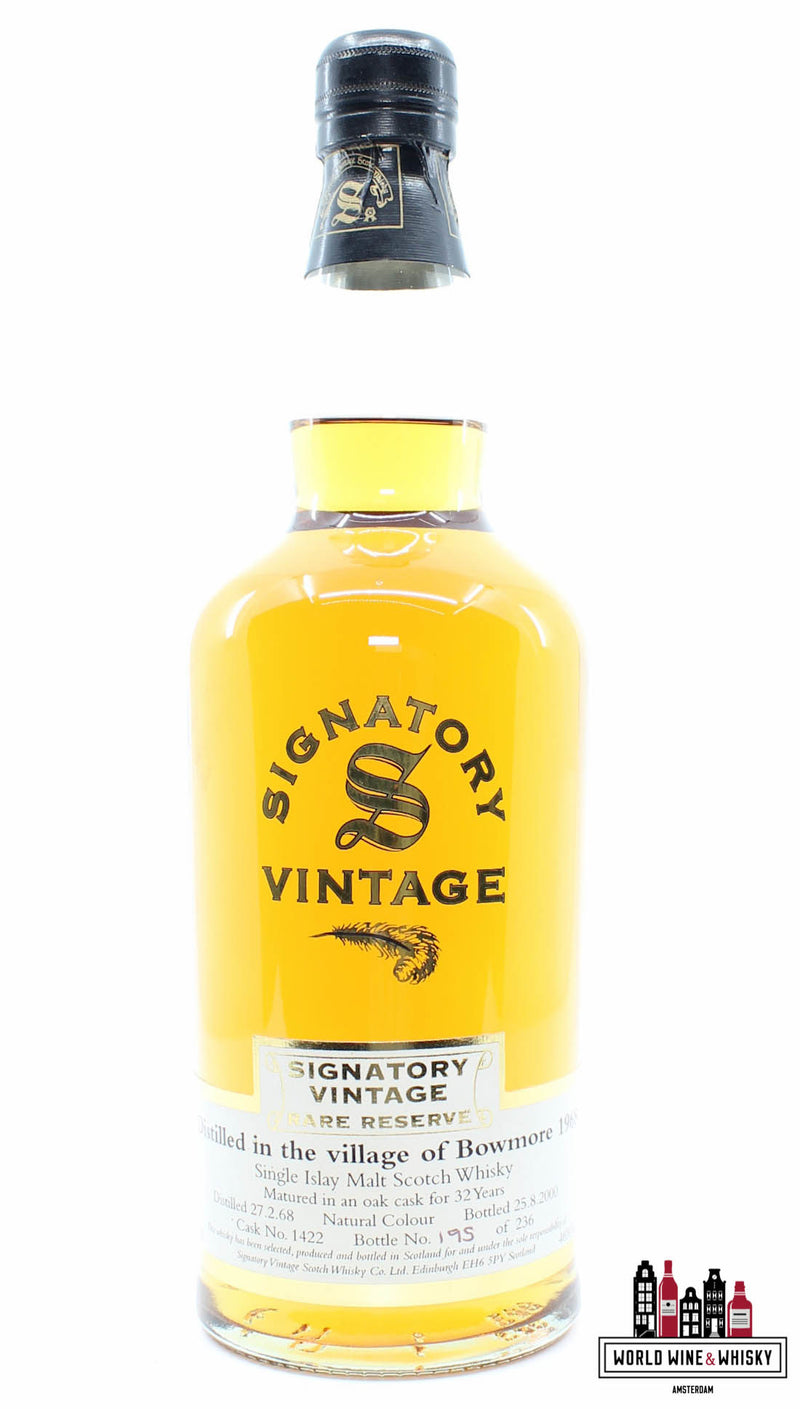 Bowmore 32 Years Old 1968 2000 - Cask 1422 - Signatory Vintage - Rare Reserve 46% (1 of 236) - WORLD WINE WHISKY 
