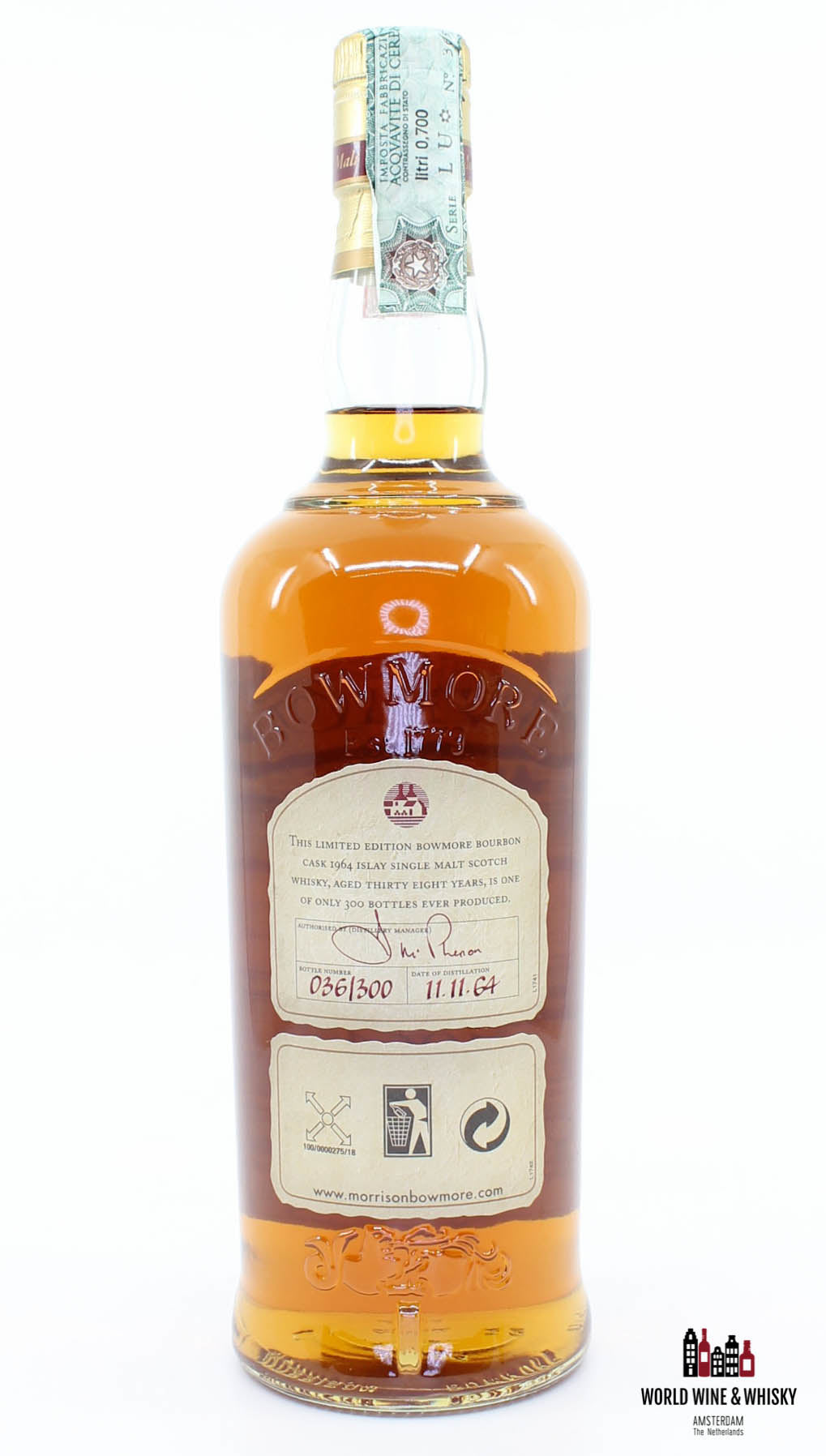 Bowmore 38 Years Old 1964 2003 Bourbon Cask - The Trilogy Series 43.2% - WORLD WINE WHISKY 