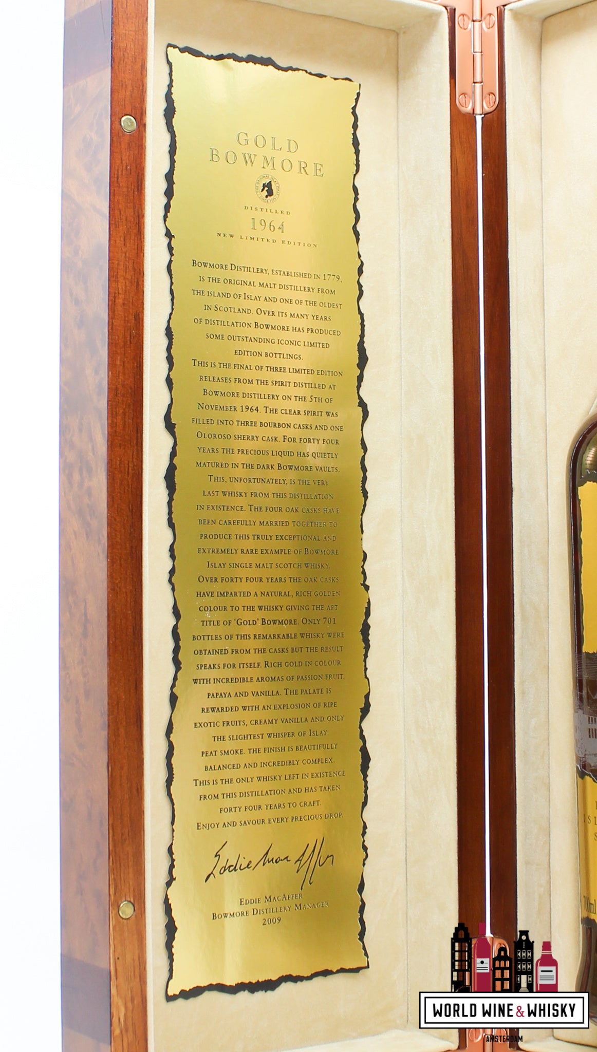 Bowmore 44 Years Old 1964 2009 - Gold Edition 42.4% (1 of 701) - WORLD WINE WHISKY 