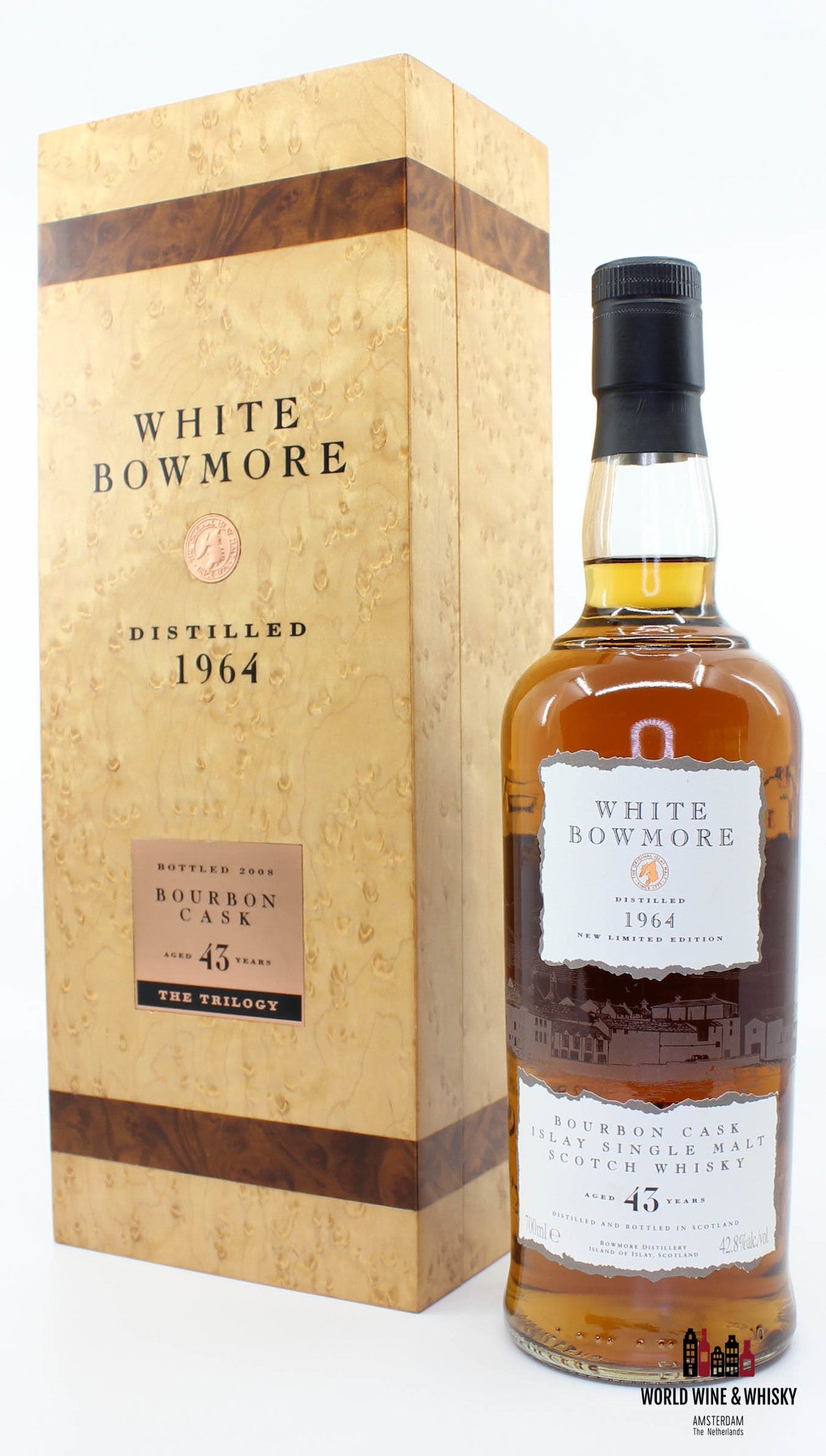 Bowmore White 43 Years Old 1964 2008 42.8% - WORLD WINE WHISKY 
