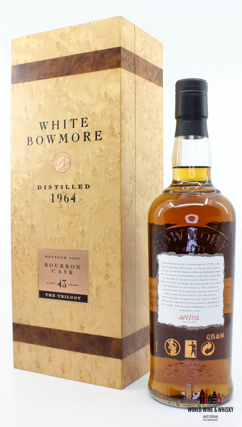 Bowmore White 43 Years Old 1964 2008 42.8% - WORLD WINE WHISKY 
