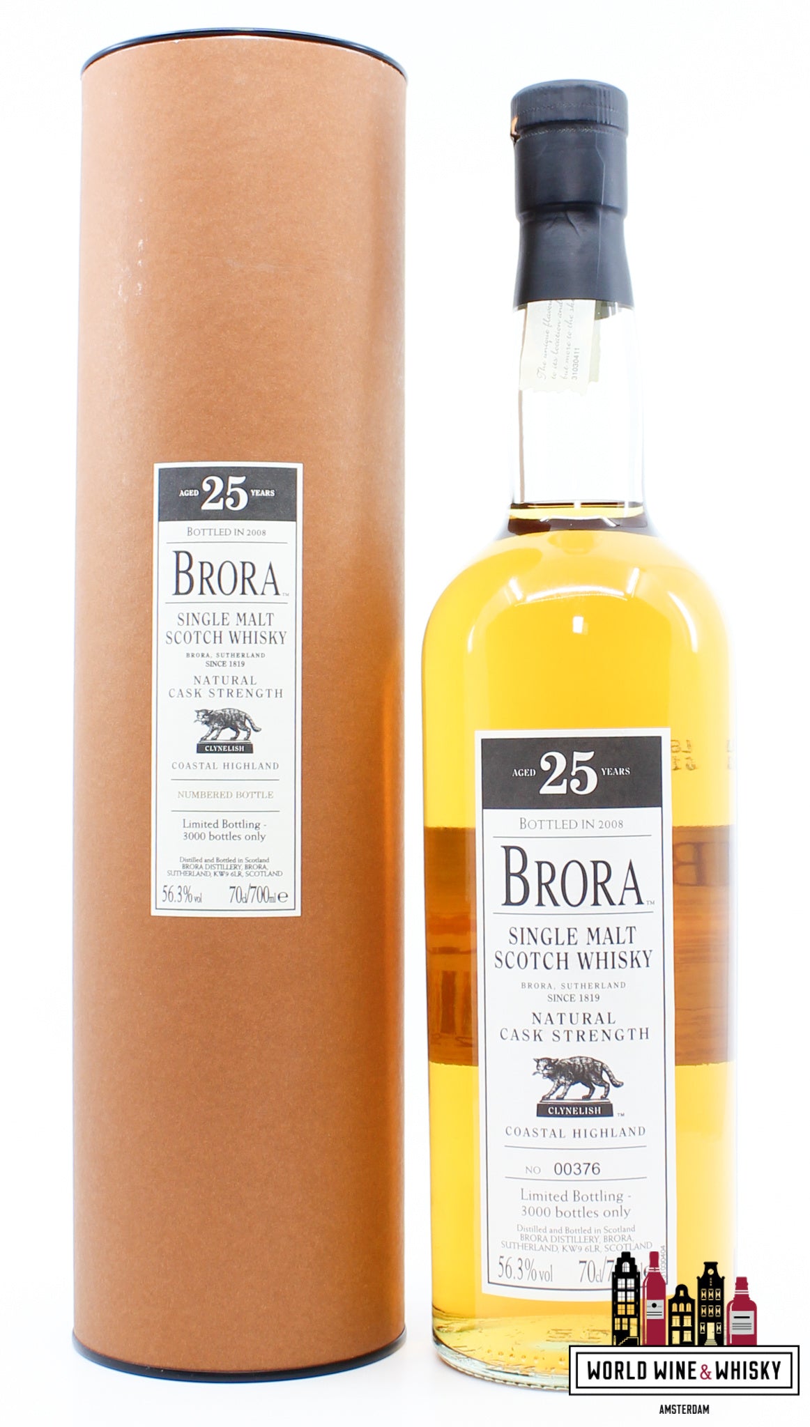 Brora 25 Years Old 1982 2008 - 7th Release - Natural Cask Strength 56.3% (1 of 3000) - WORLD WINE WHISKY 