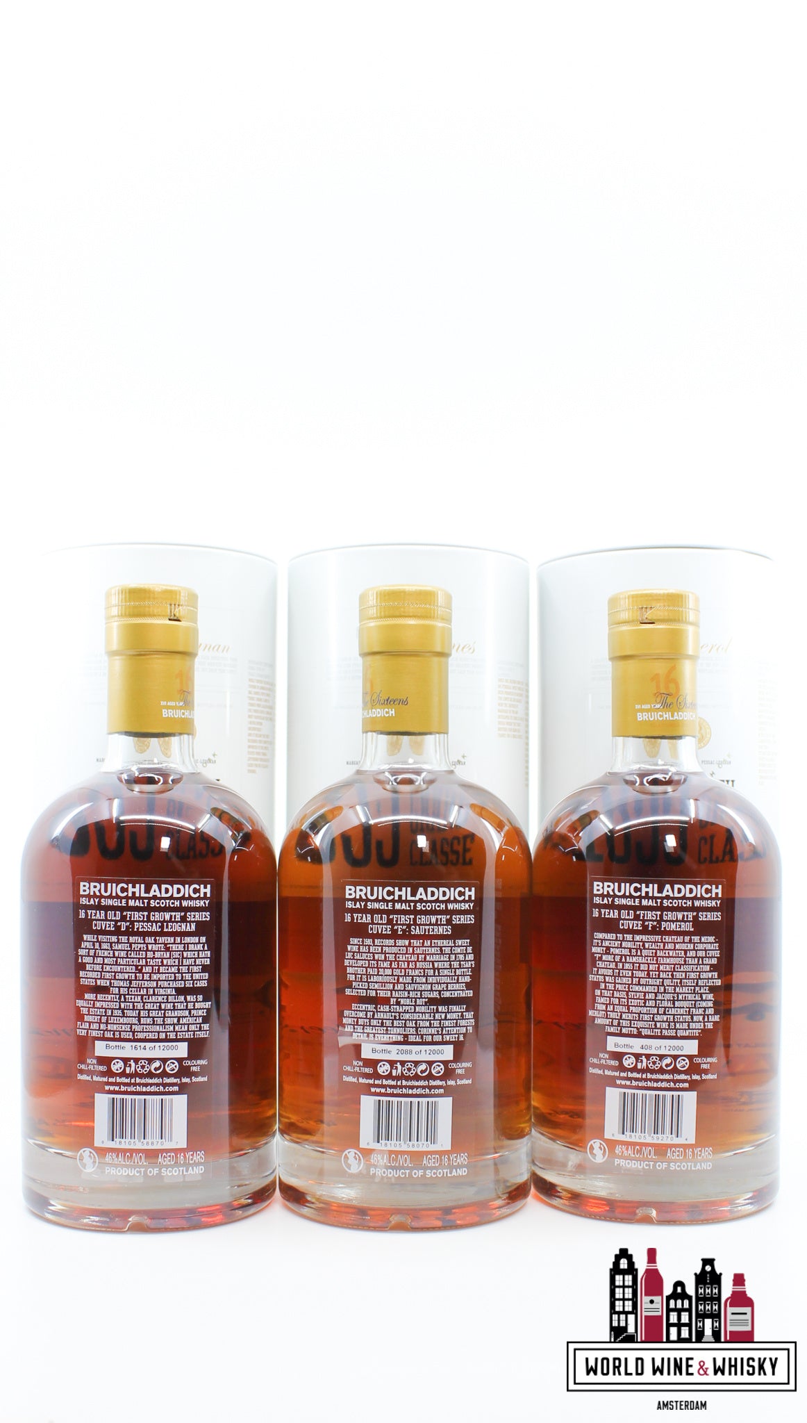 Bruichladdich 16 Years Old 2008 - Cuvee A, B, C, D, E & F Series - First Growth Series The Sixteens (full set) - WORLD WINE WHISKY 