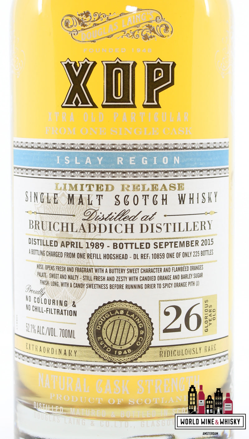 Bruichladdich 26 Years Old 1989 2015 - XOP Xtra Old Particular - Douglas Laing - Cask 10859 52.1% (1 of 225) - WORLD WINE WHISKY 