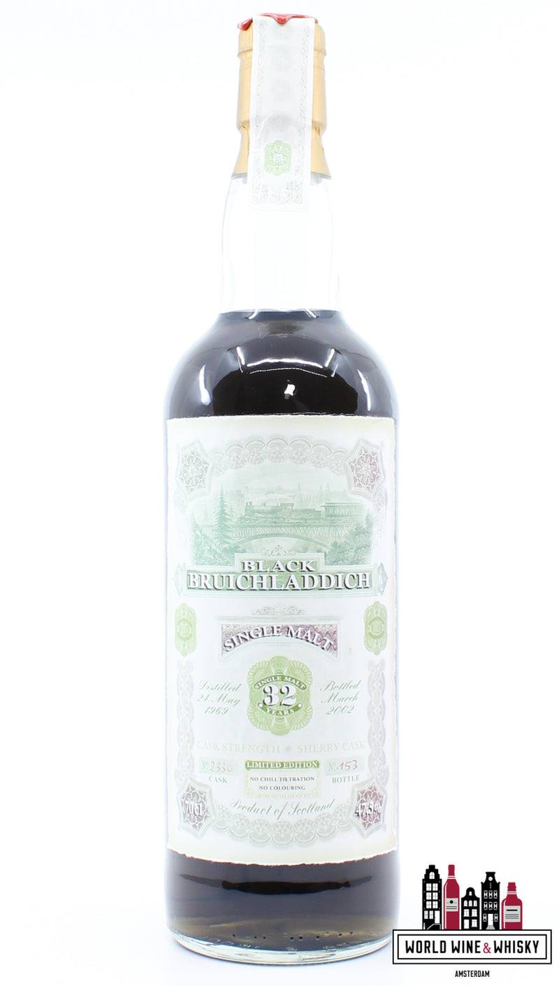 Bruichladdich 32 Years Old 1969 2002 - Black Old Train Line - Cask 2330 - Jack Wiebers Whisky World 47.5% - WORLD WINE WHISKY 