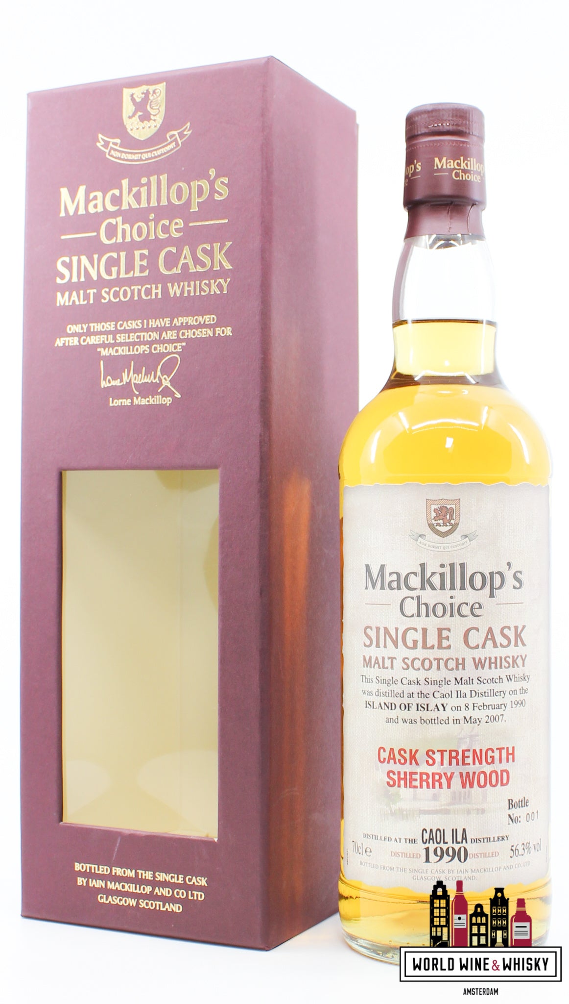 Caol Ila 17 Years Old 1990 2007 - Single Cask - Cask Strength - Mackillop's Choice 56.3% - WORLD WINE WHISKY 