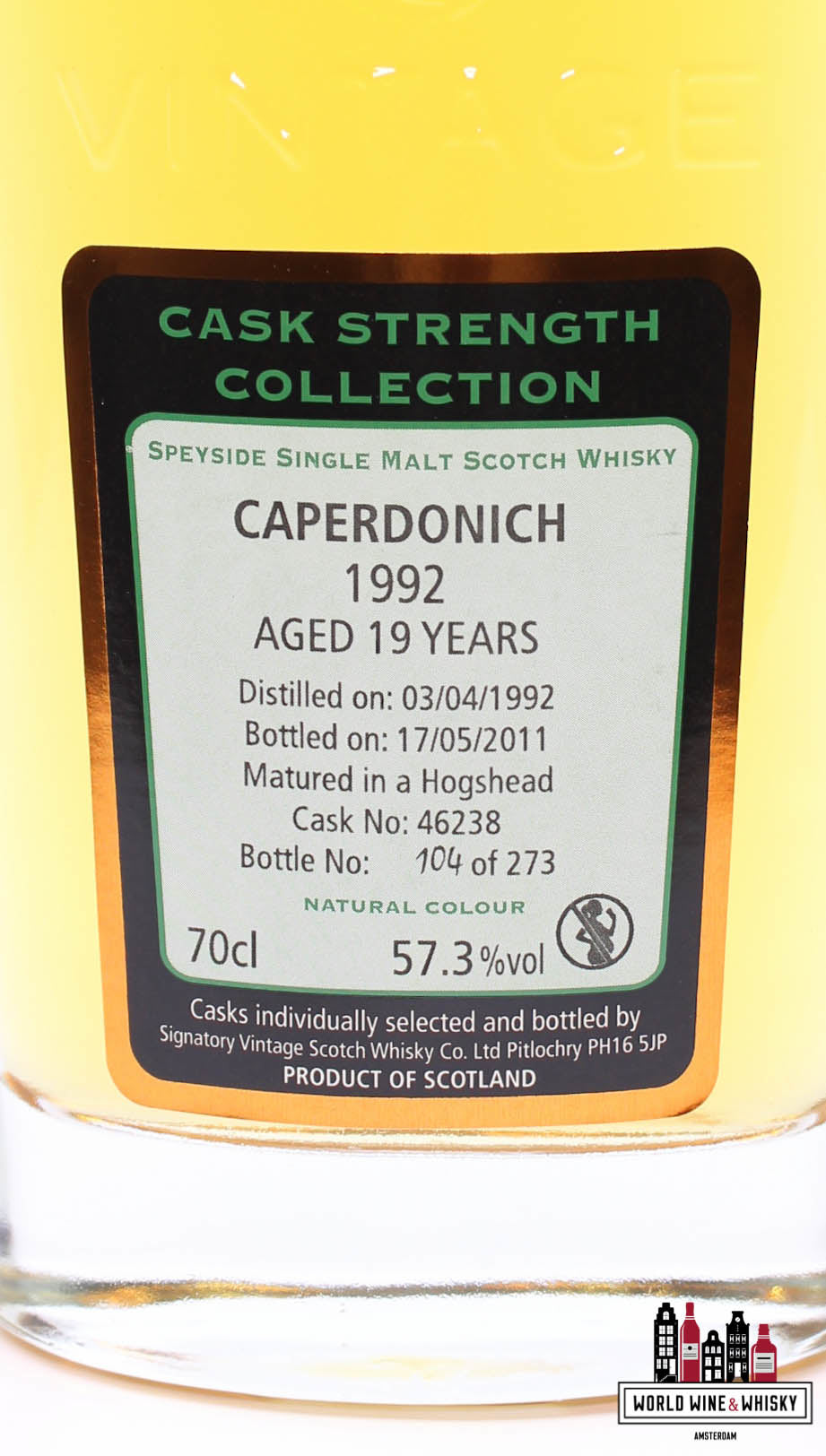 Caperdonich 19 Years Old 1992 2011 - Cask Strength Collection - Signatory Vintage - Cask 46238 57.3% (1 of 273) - WORLD WINE WHISKY 