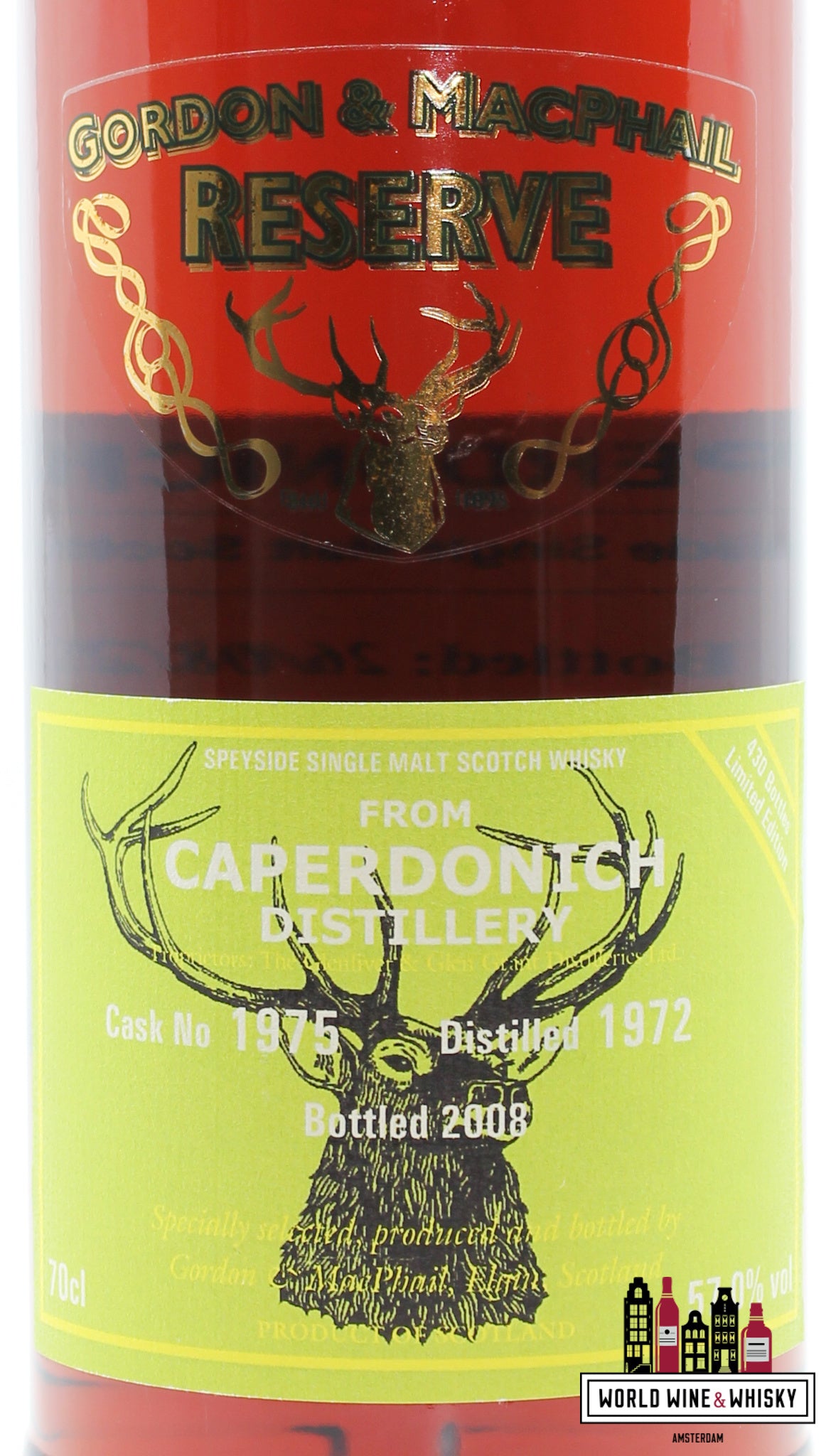 Caperdonich 36 Years Old 1972 2008 - Gordon & MacPhail Reserve - Cask 1975 57% (1 of 430) - WORLD WINE WHISKY 