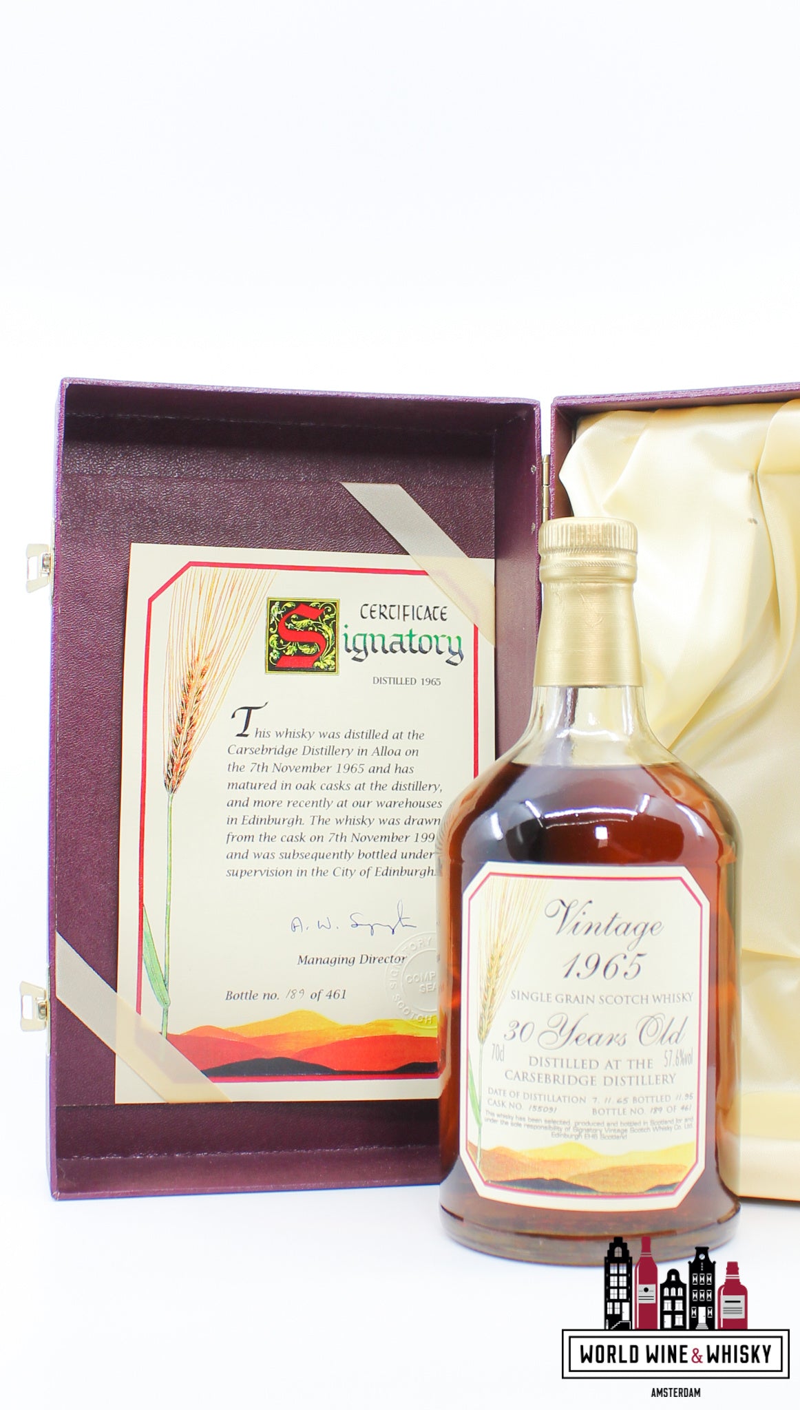 Carsebridge 30 Years Old 1965 1995 - Vintage Collection - Signatory Vintage - Cask 155091 57.6% (1 of 461) - WORLD WINE WHISKY 