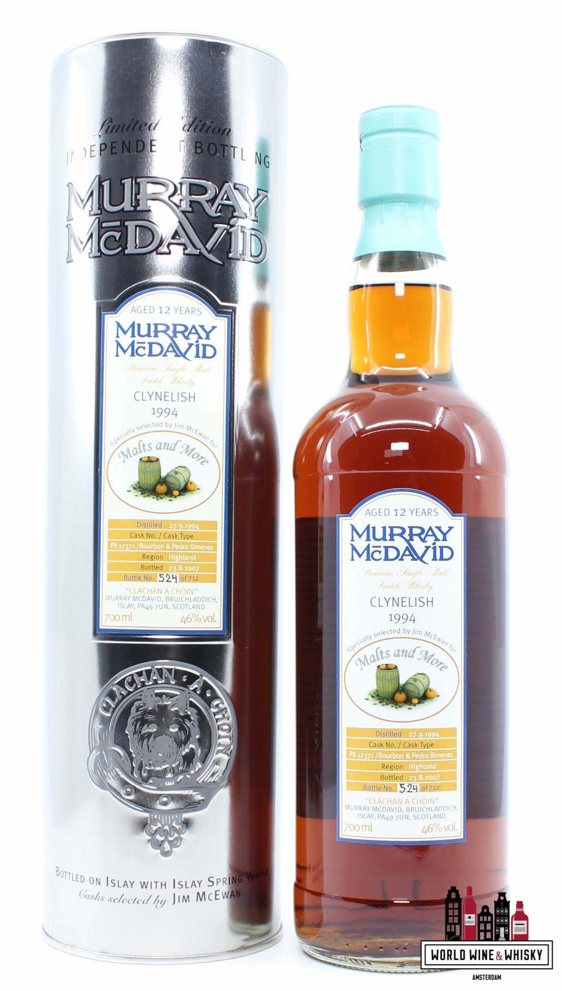 Clyneslish 12 Years Old 1994 2007 - Cask PX12371 - Malts and More - Murray McDavid 46% (1 of 712) - WORLD WINE WHISKY 
