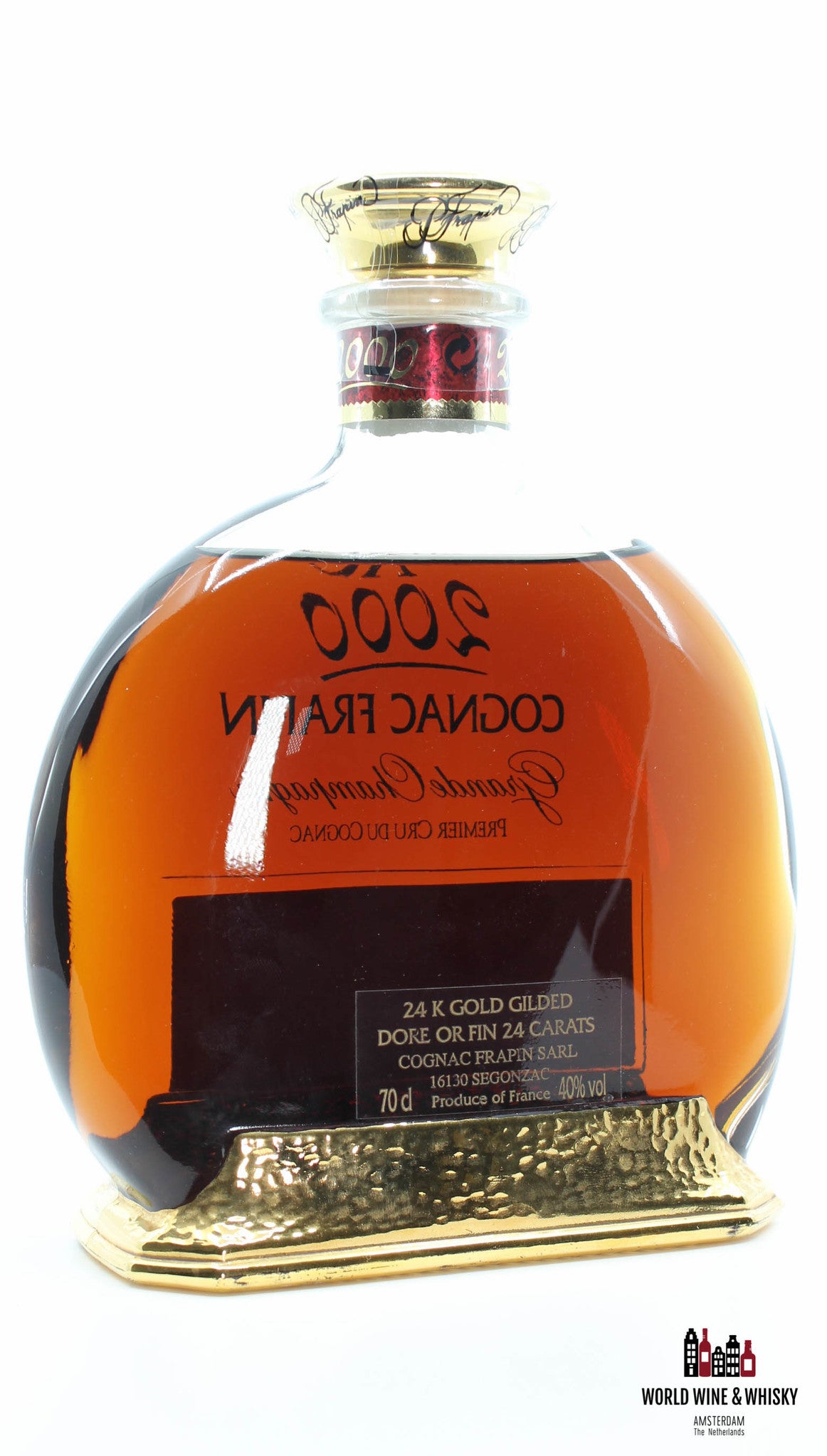 Cognac Frapin - Grande Champagne - V.I.P. XO 2000 in OWC (24K gold gilded) - WORLD WINE WHISKY 