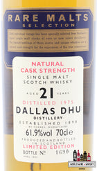 Dallas Dhu 21 Years Old 1975 1997 - Rare Malts Selection - Natural Cask Strength 61.9% (Closed Distillery) - WORLD WINE WHISKY 
