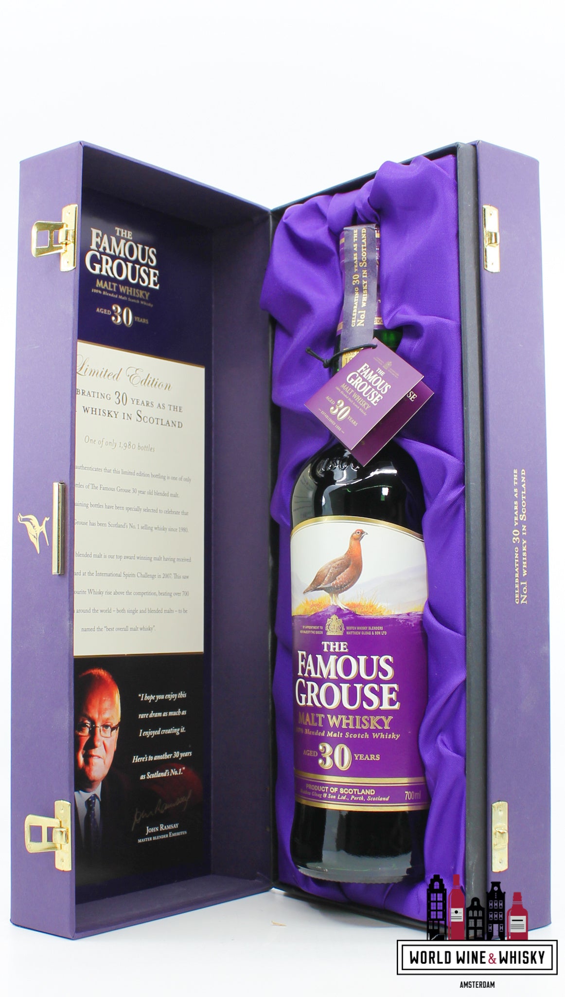 Famous Grouse 30 Years Old - Malt Whisky - Limited Edition 43% (1 of 1980) - WORLD WINE WHISKY 
