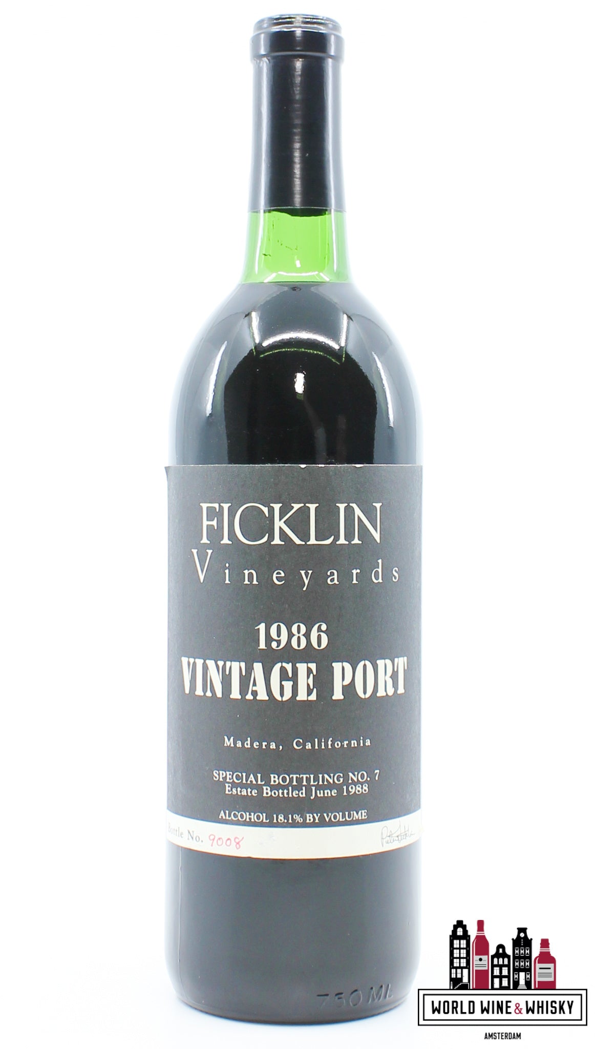 Ficklin 1986 - Vineyards Vintage Port - Special Bottling No. 7 - Bottled in 1988 18.1% - WORLD WINE WHISKY 