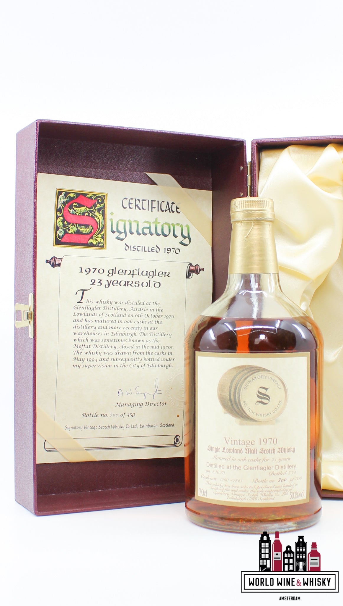 Glen Flagler 23 Years Old 1970 1994 - Vintage Collection - Signatory Vintage - Cask 1260+7861 50.1% (1 of 350) - WORLD WINE WHISKY 
