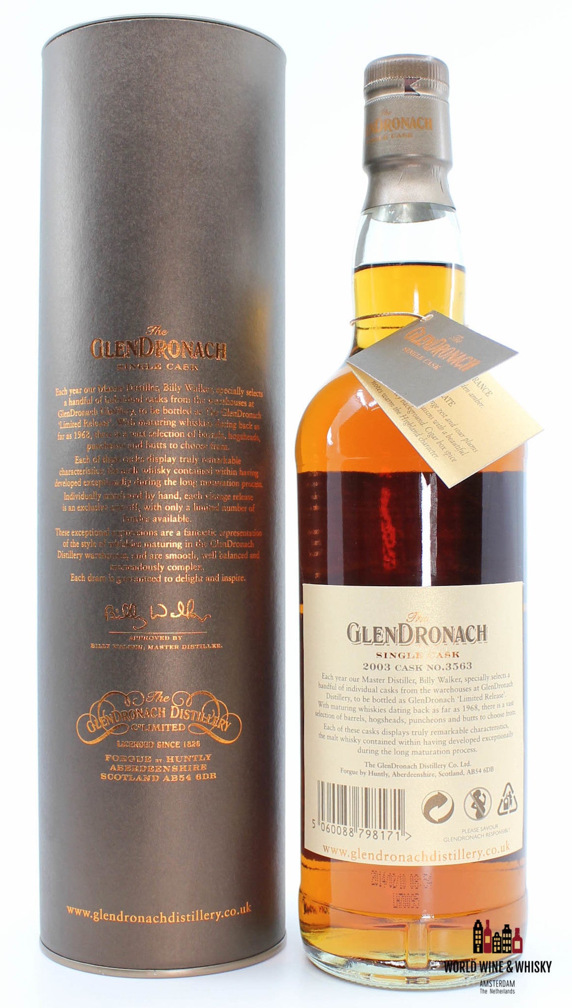 Glendronach 10 Years Old 2003 2014 Single Cask - Cask 3563 - 10th Edition Whiskyevent Woudenberg Wageningen 53.9% (1 of 571) - WORLD WINE WHISKY 
