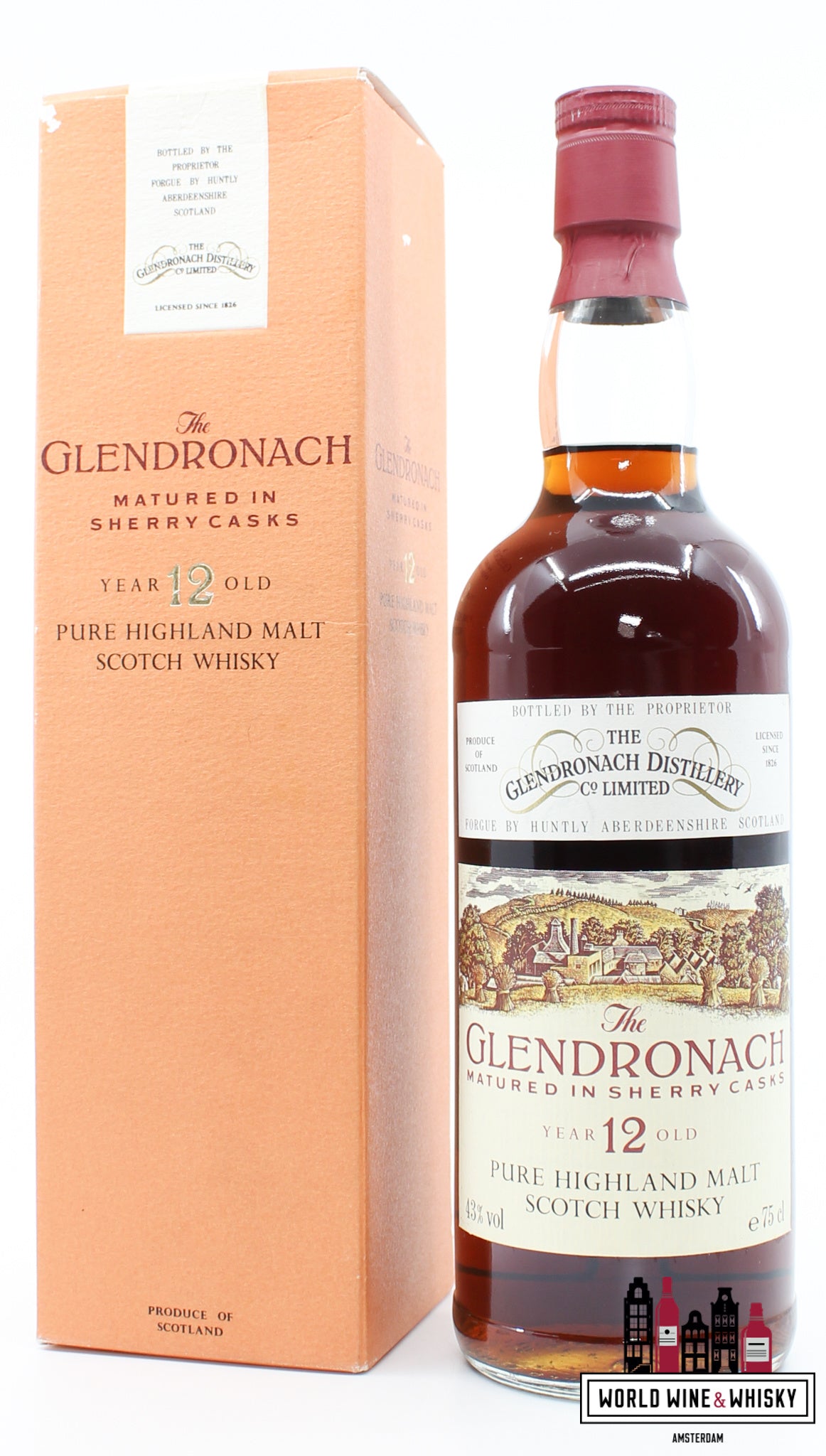 Glendronach 12 Years Old - Matured in Sherry Casks - 80s Bottling 43% 750ml - WORLD WINE WHISKY 