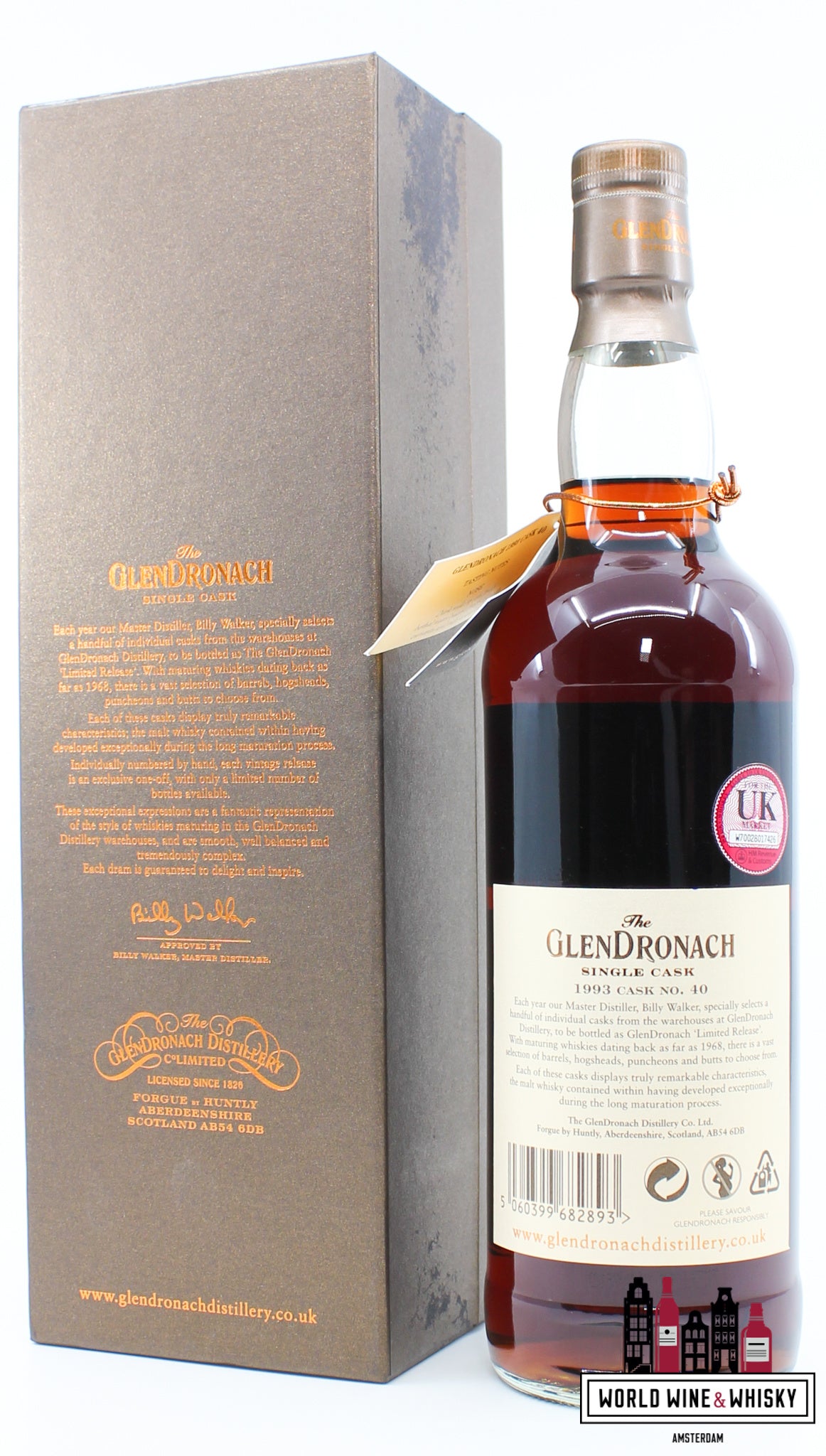 Glendronach 23 Years Old 1993 2016 - Cask 40 - Single Cask 58.5% (1 Of 584) - WORLD WINE WHISKY 